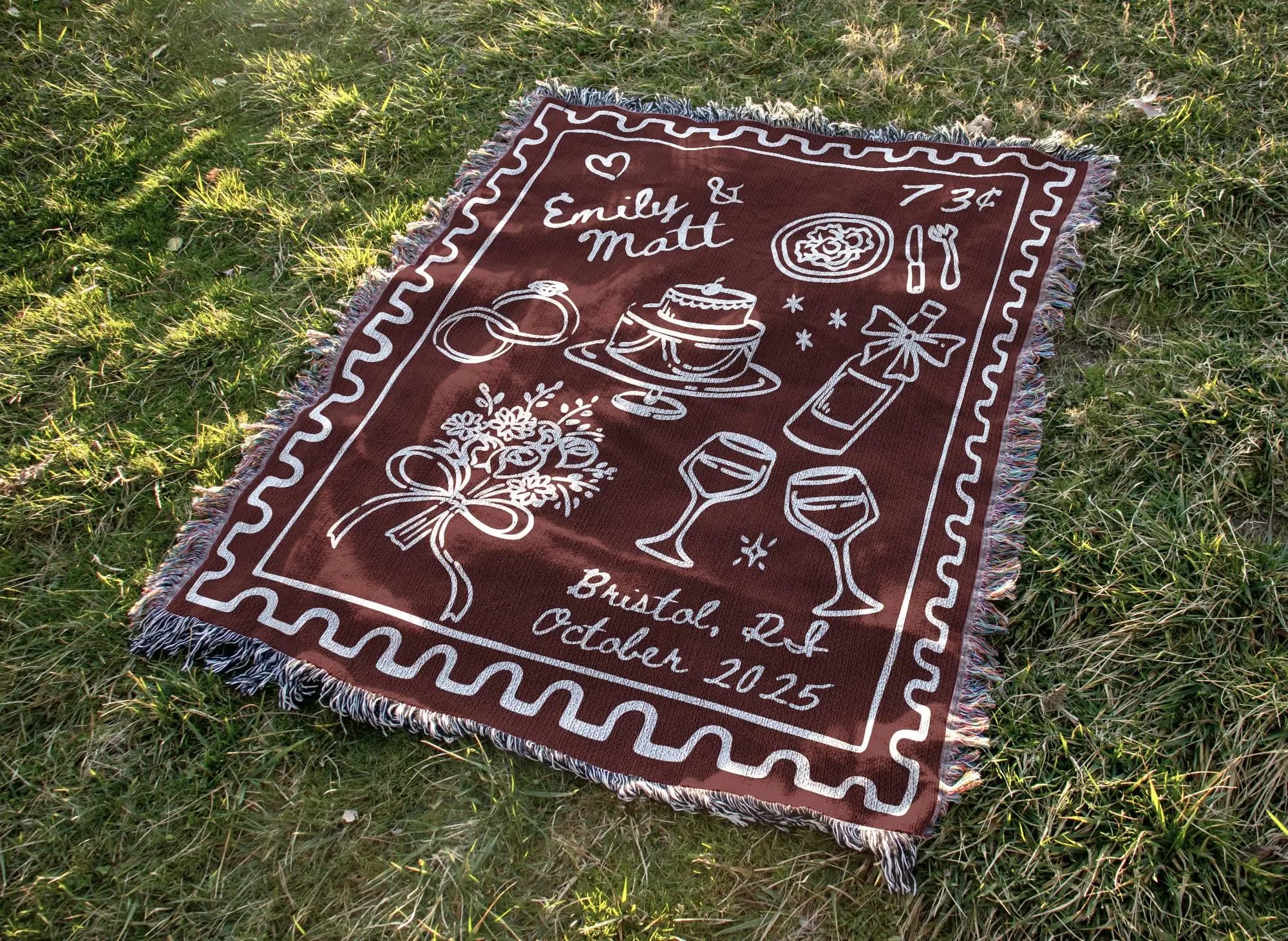 Custom Woven Wedding Blanket: Cherry Red Anniversary Keepsake - image 4