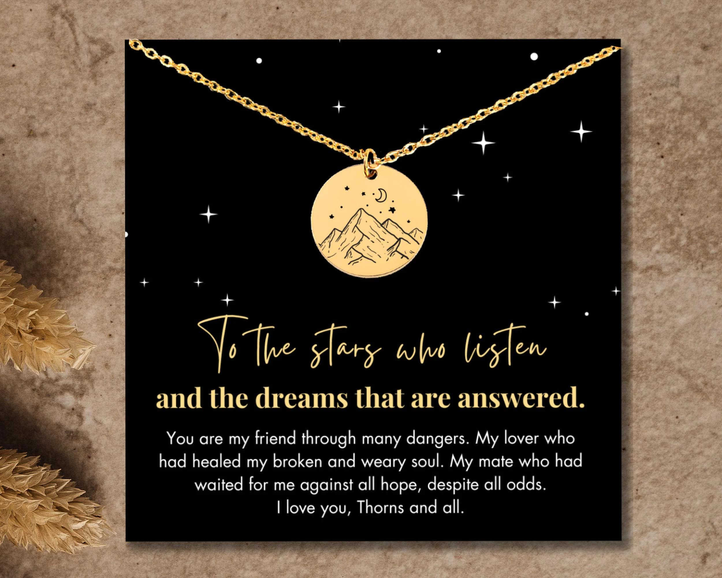 Night Court Necklace: Mountain & Stars Pendant, Book Lover Gift