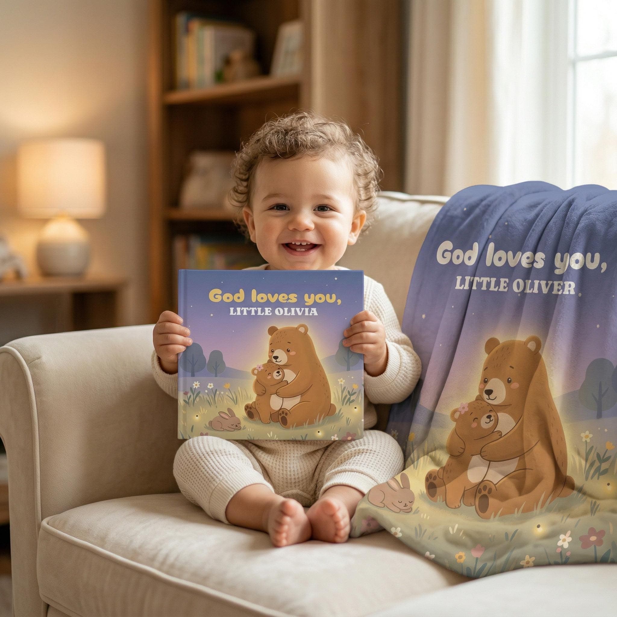 Custom Christian Book With Name, Baptism Gift, Personalized Children's Book, God loves you, Christening Gift for Boy or Girl - image 5