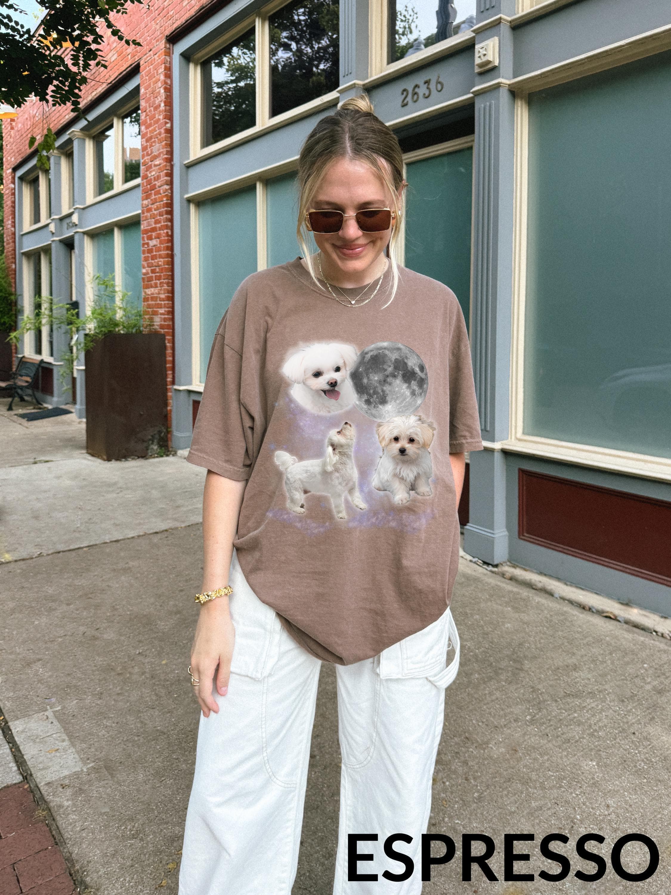 Three Maltese Dogs Moon Sweatshirt & Tshirt, Oversized Meme Shirt, Vintage Funny Dog Sweater, Maltese Lover Gift - image 5