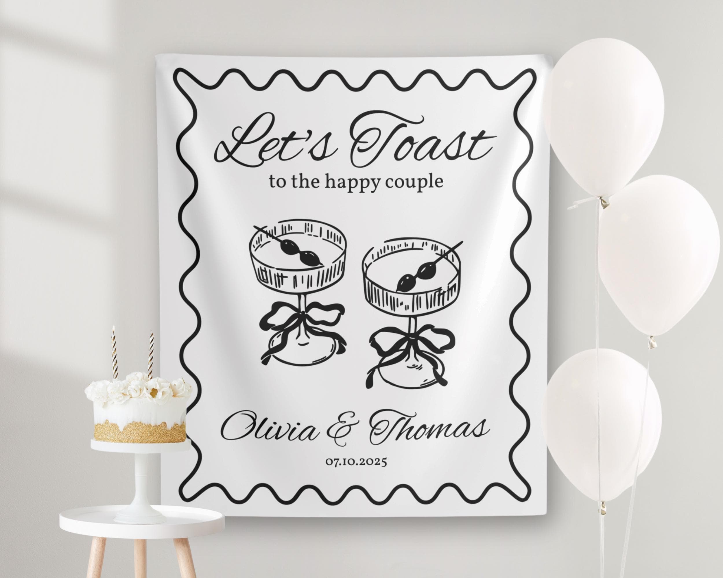 Personalized Rehearsal Dinner Tapestry: Champagne Toast Welcome Banner