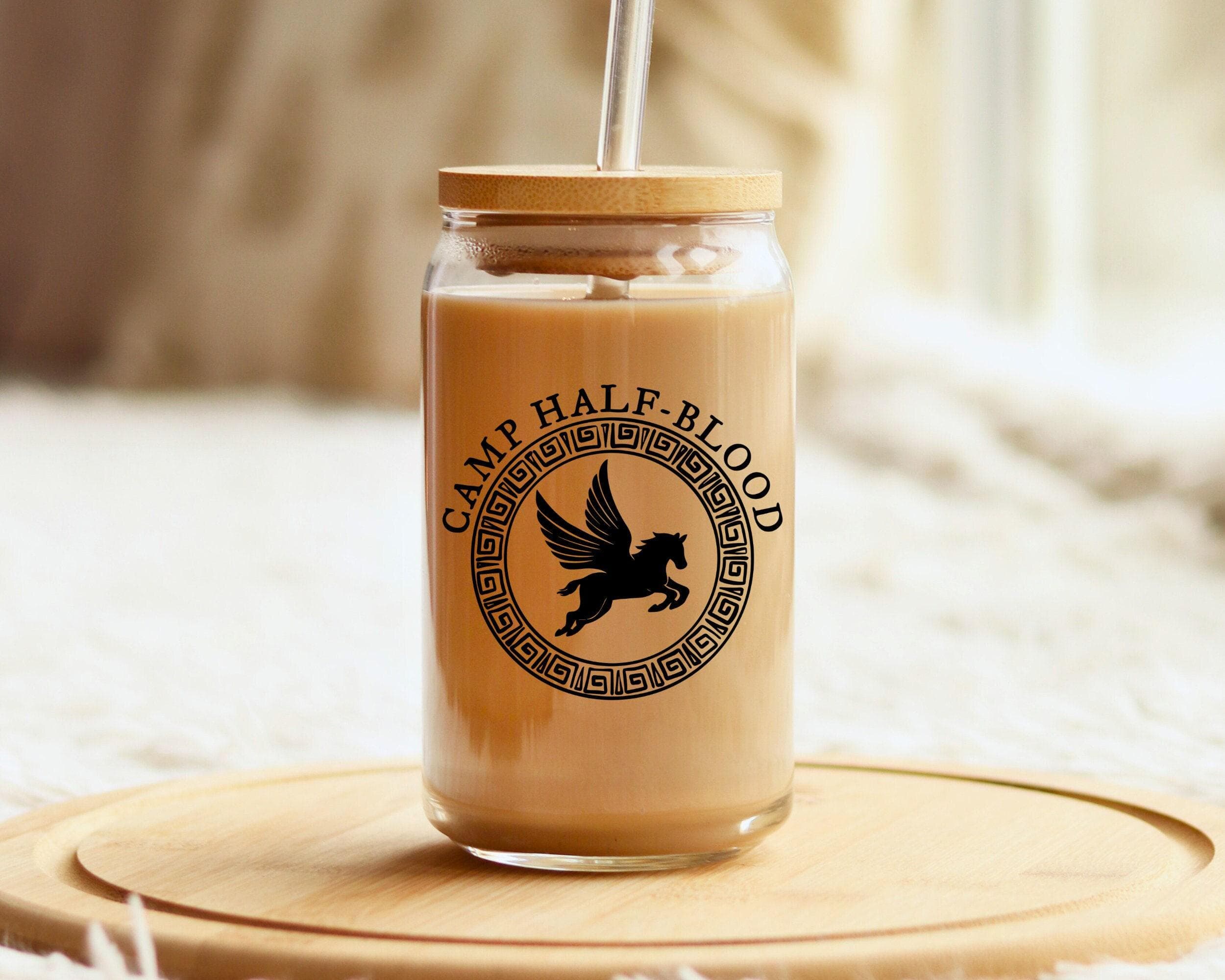 Camp Half-Blood Tumbler: Book Lover Gift, Frosted Glass, Bamboo Lid