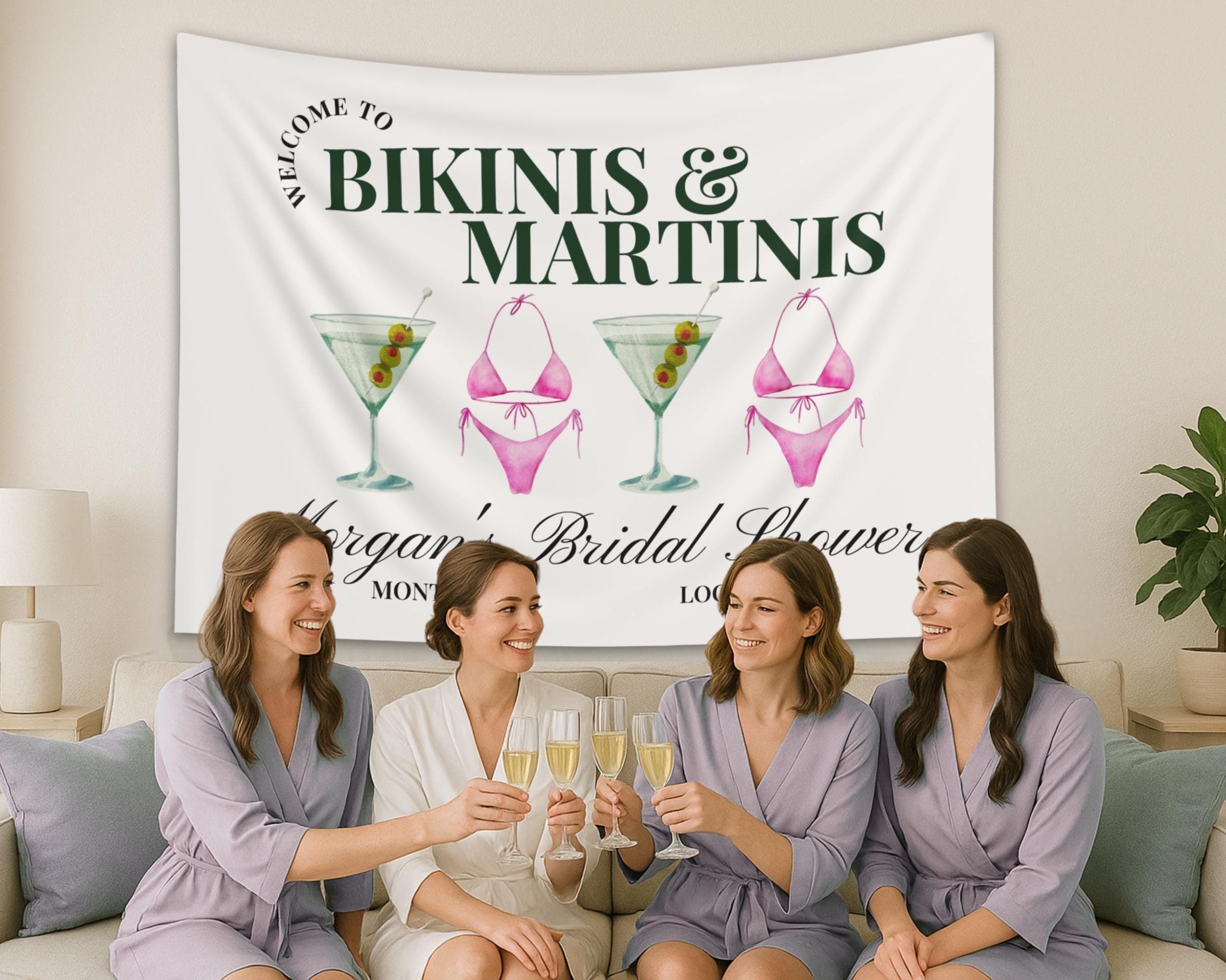Bikinis and martinis bachelorette sign, Bachelorette Party Banner, Martini Bachelorette Banner, tinis and martinis bachelorette, Bach flag - image 4