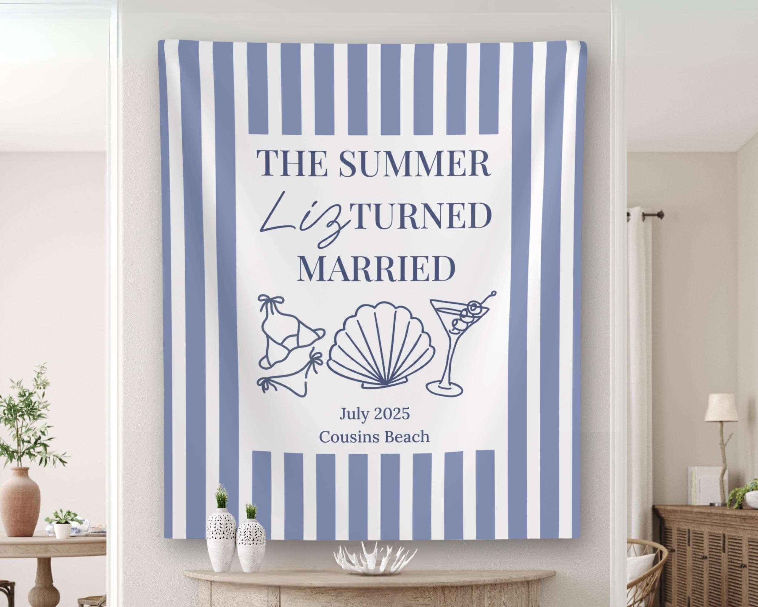 Personalized Bachelorette Banner: Beach Theme Tapestry Wall Hanging - image 5