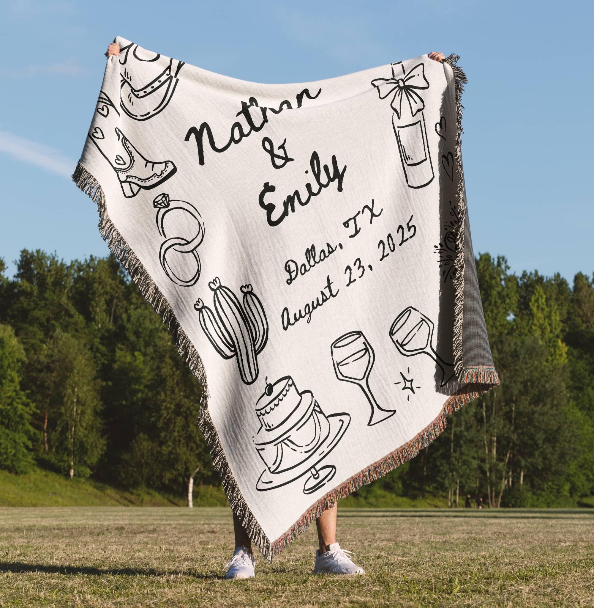Custom Woven Western Wedding Blanket: Cowboy Boots, Rustic Keepsake - image 3