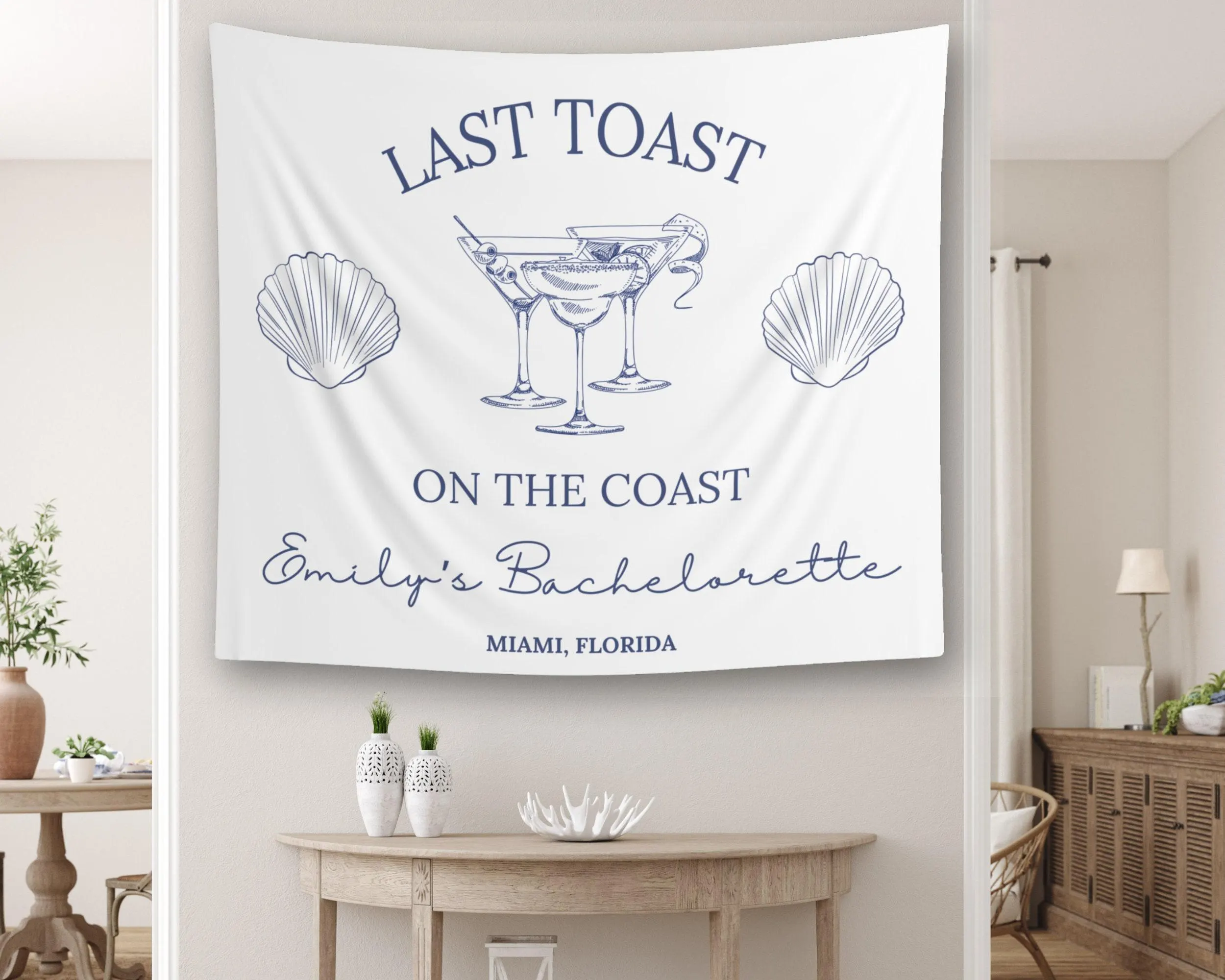 Coastal Bachelorette Banner: Personalized Beach Party Backdrop