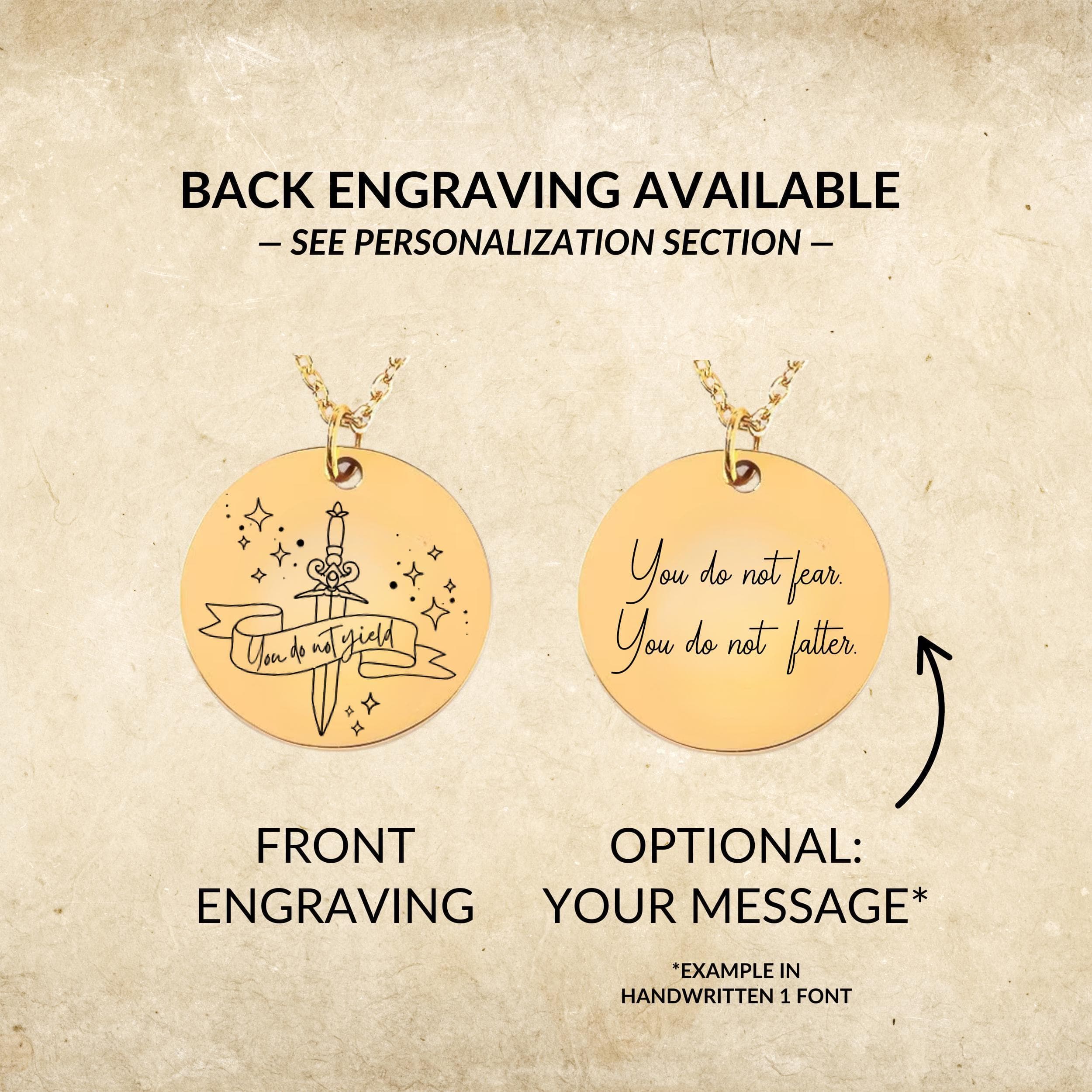 You Do Not Yield Necklace: Romantasy Book Lover Gift - image 5