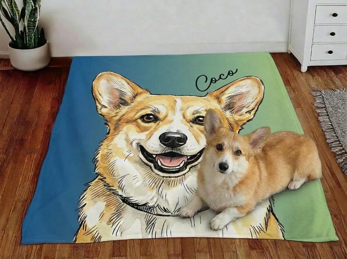 Custom Pet Memory Pet Blanket, Watercolor Dog Blanket, Ombre Velveteen Fleece Throw, Personalized Pet Name, Dog Mom Gift, Cat Lover Decor - image 5