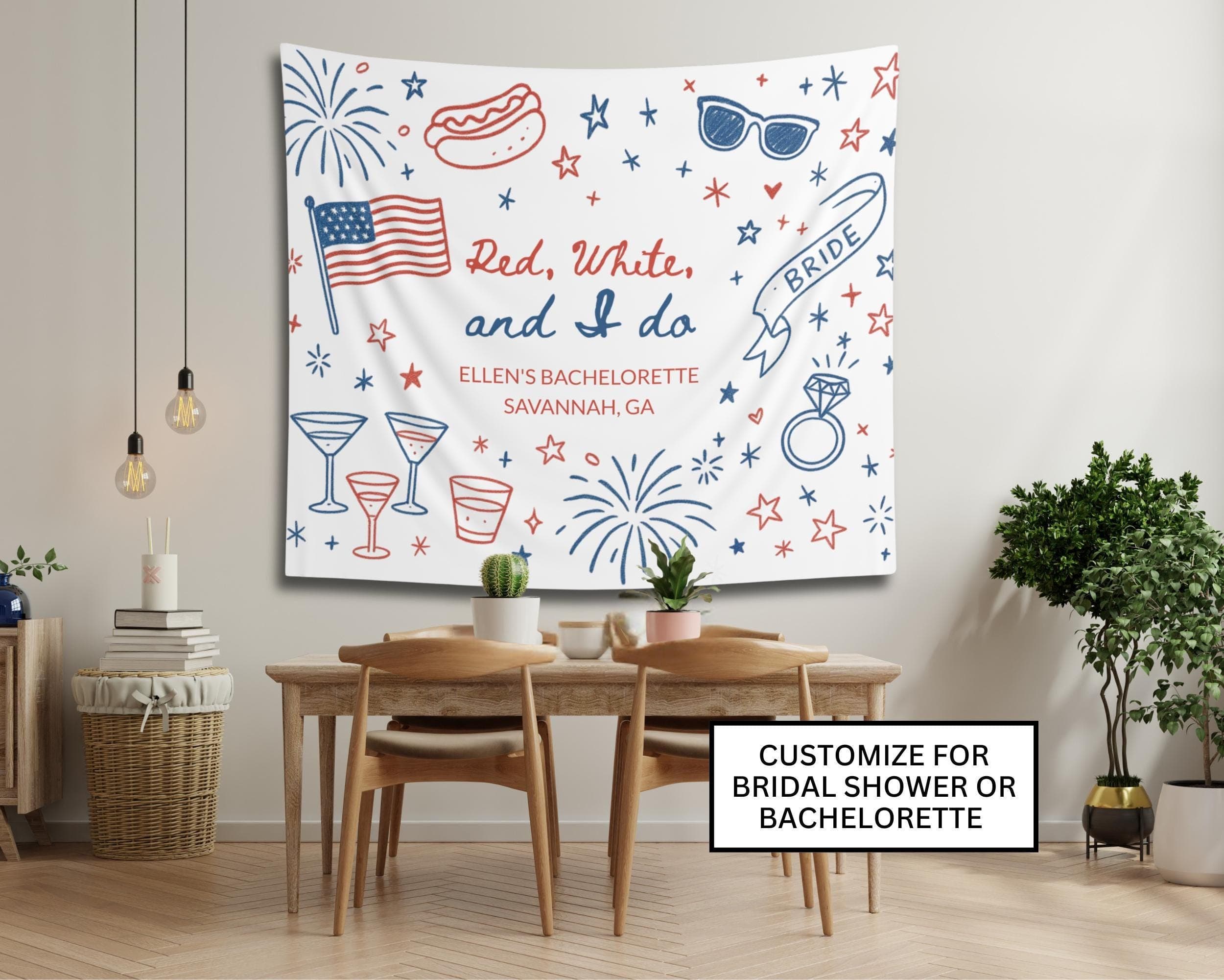 Red White and I Do Bachelorette Backdrop: Fourth of July Party Decor - image 4