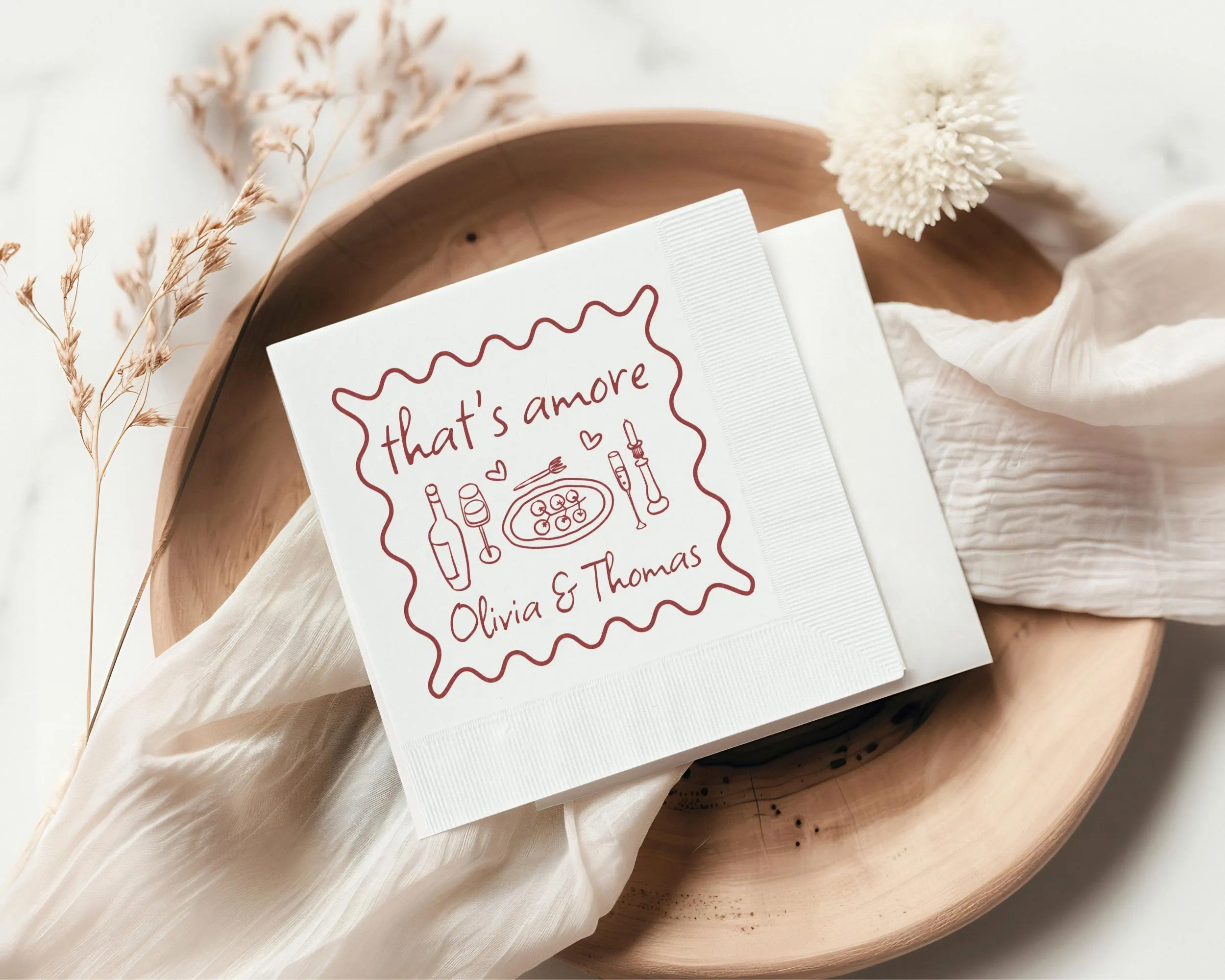 Personalized Thats Amore Wedding Napkins: Italian Theme, Custom Names - image 3