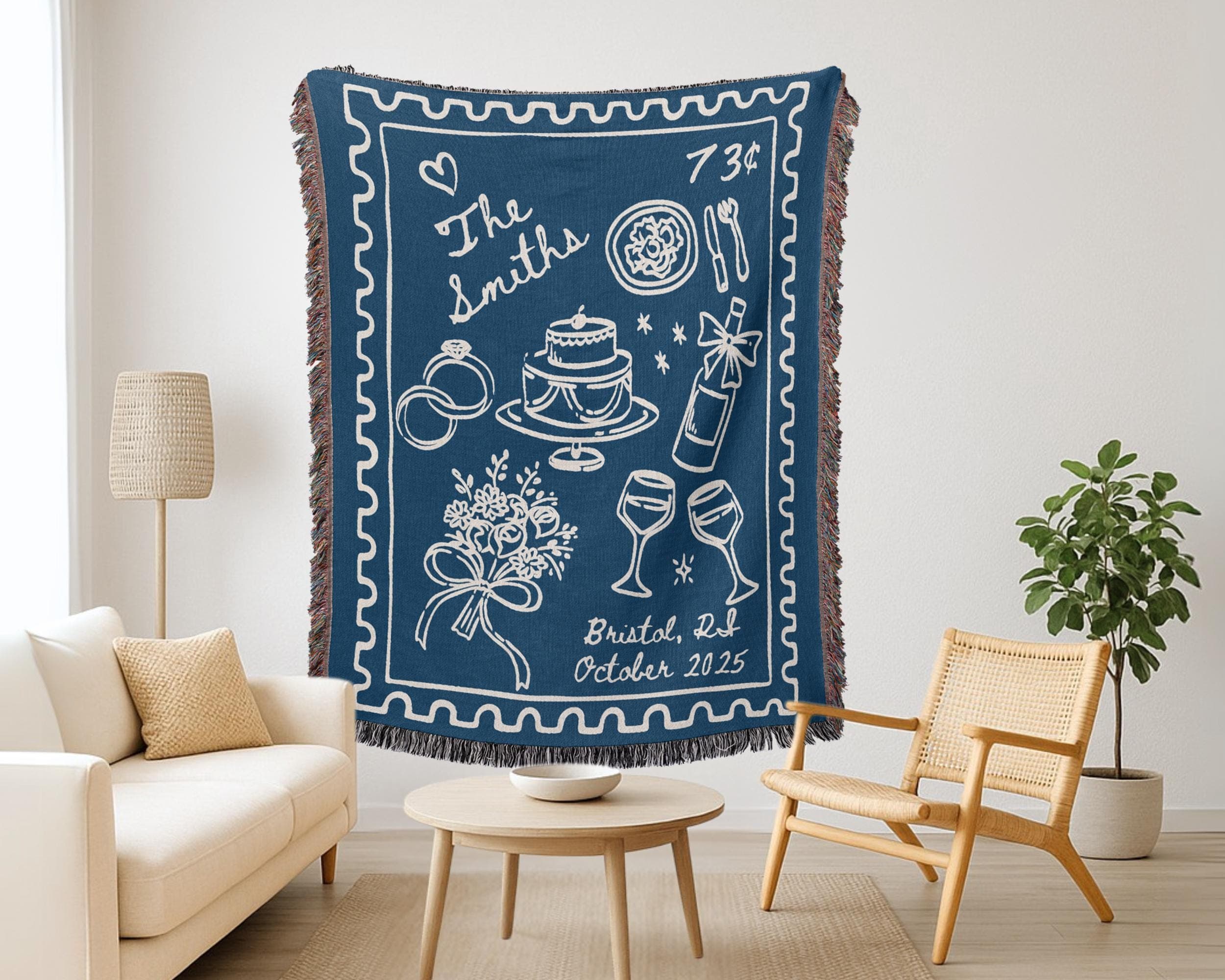 Custom Woven Wedding Blanket: Hand-Drawn Couple Keepsake - image 5