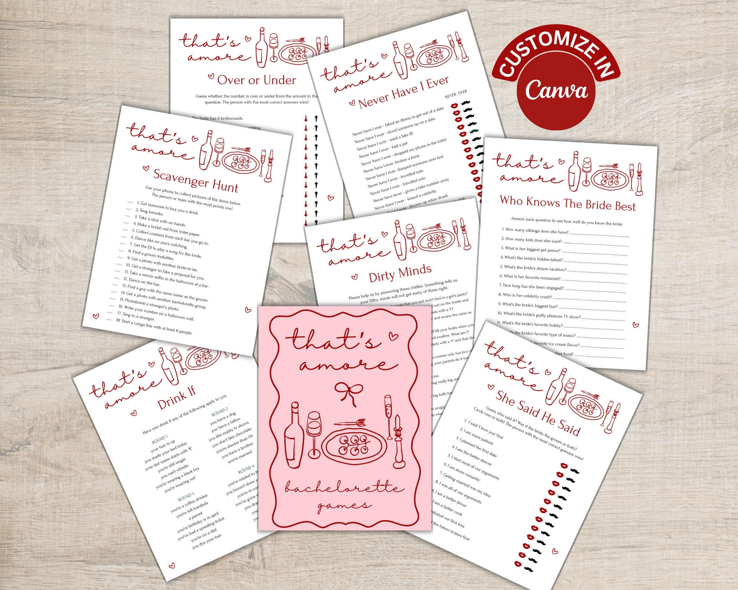 Thats Amore Bachelorette Games: Italian Theme (Digital Download)