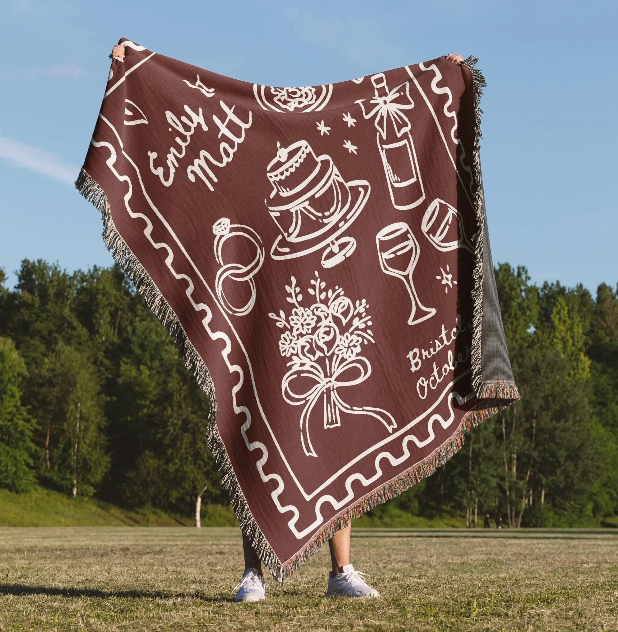 Custom Woven Wedding Blanket: Cherry Red Anniversary Keepsake - image 3