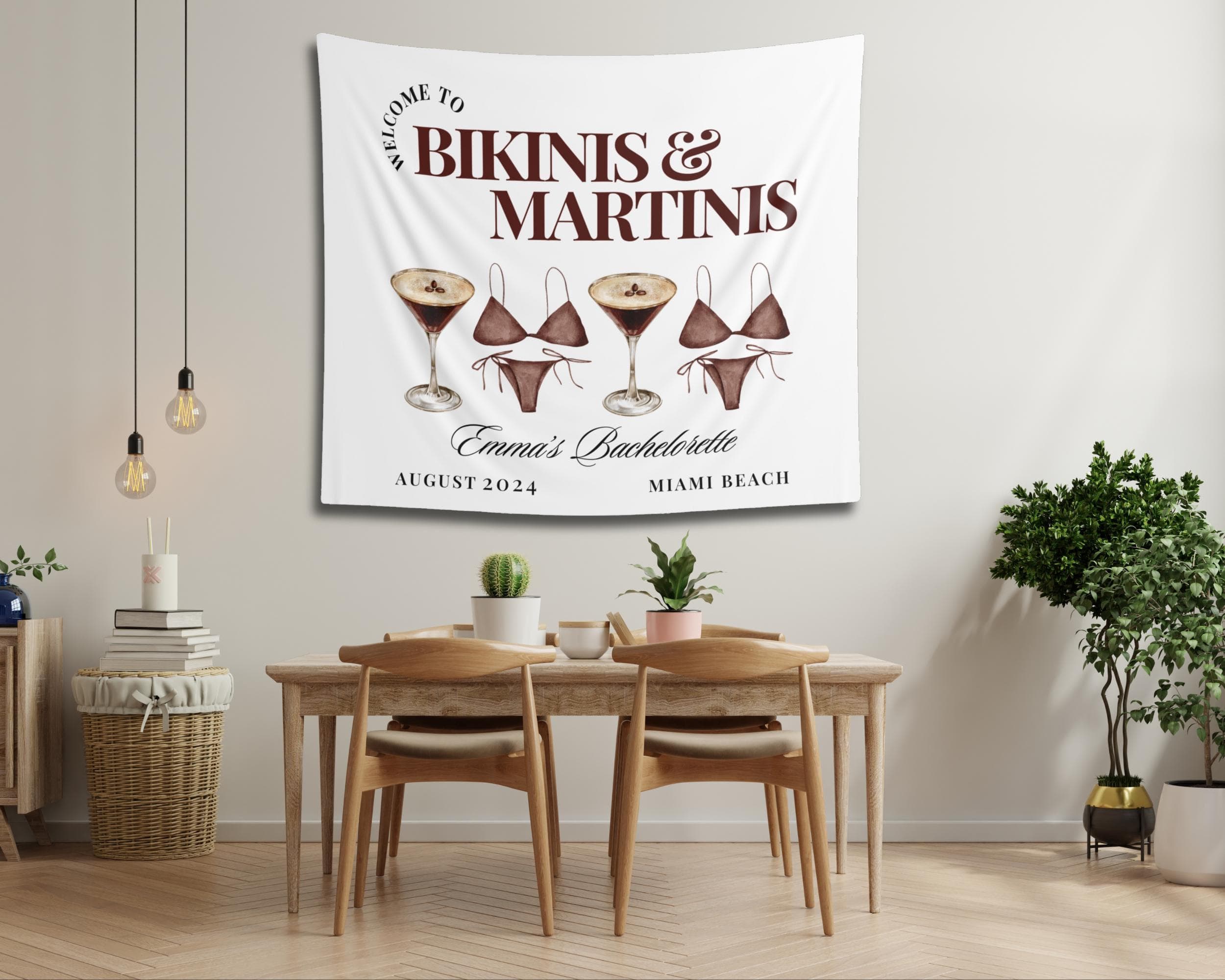 Espresso Martini Bachelorette Banner Bachelorette Party Tapestry, Bikinis Martinis Banner, Espresso Martini Bridal Shower, welcome sign - image 3