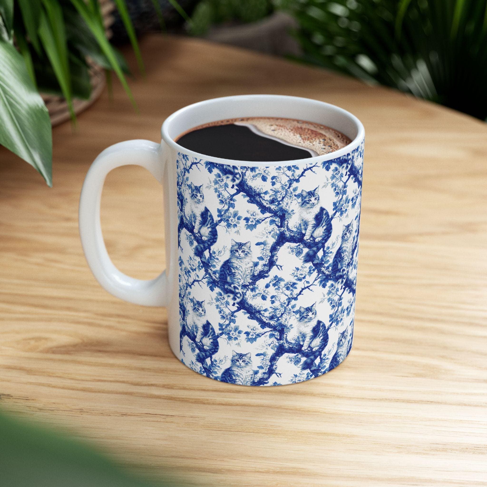 Cat Chinoiserie Mug: Blue Toile De Jouy Coffee Cup - image 3