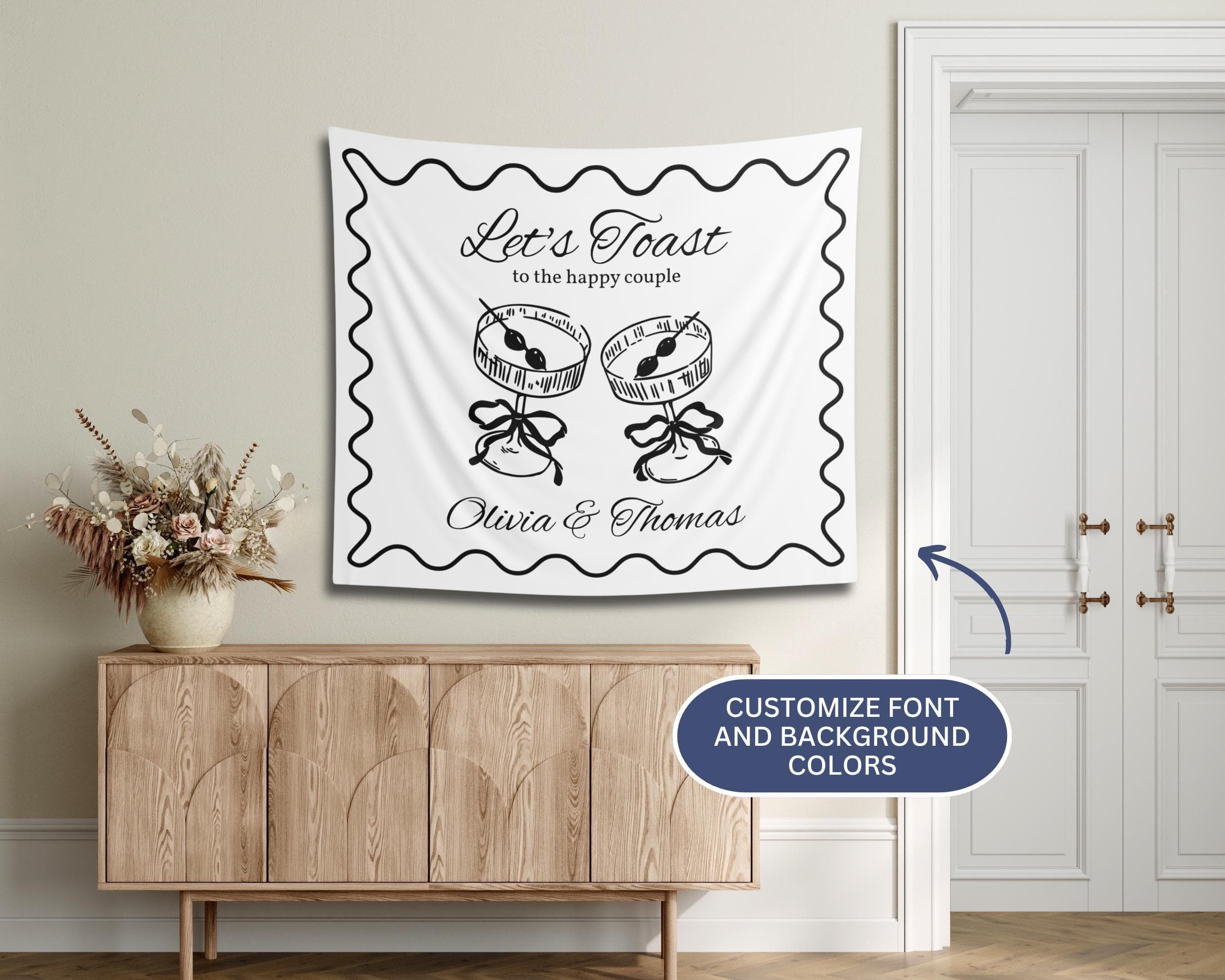 Personalized Rehearsal Dinner Tapestry: Champagne Toast Welcome Banner - image 4