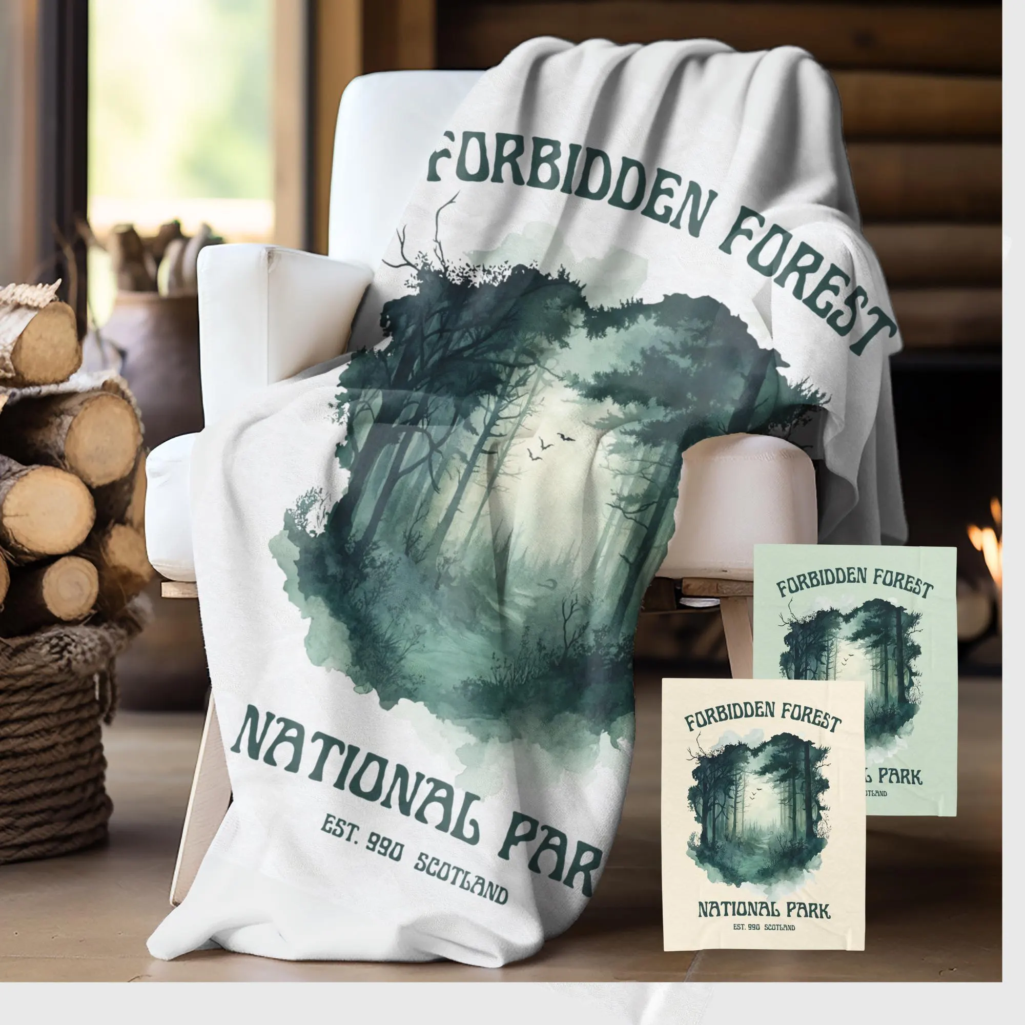Forbidden Forest Velveteen Blanket: National Park Bookish Throw