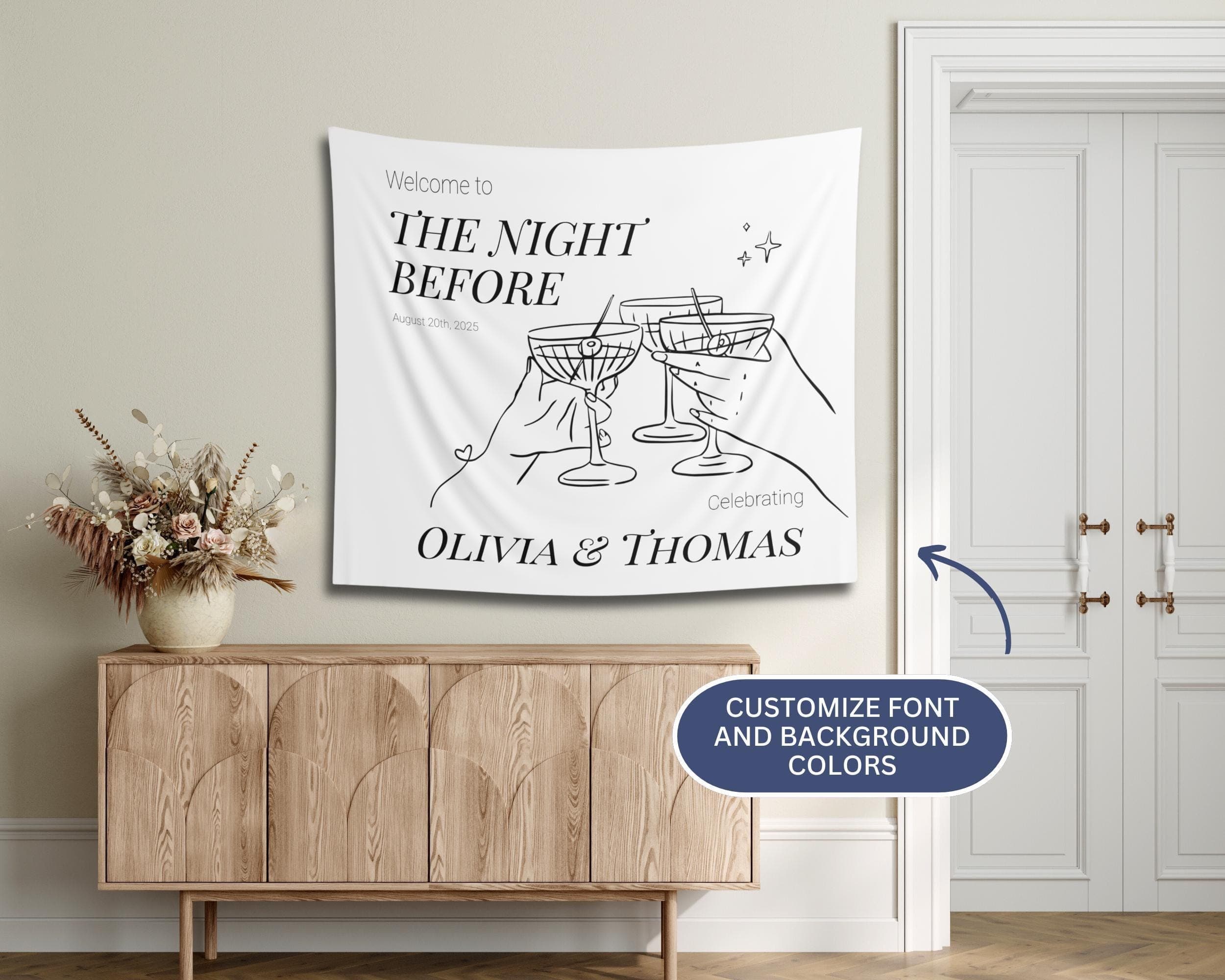 Personalized Rehearsal Dinner Banner: The Night Before Tapestry - image 4