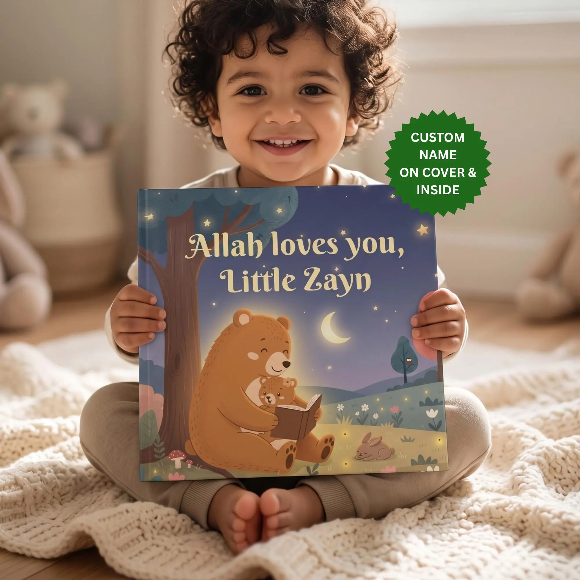 Islamic Birthday Gift, Personalized   Muslim   First  Birthday  Book  with  Name,  Toddler  Keepsake,  Allah  Loves You Bedtime Story