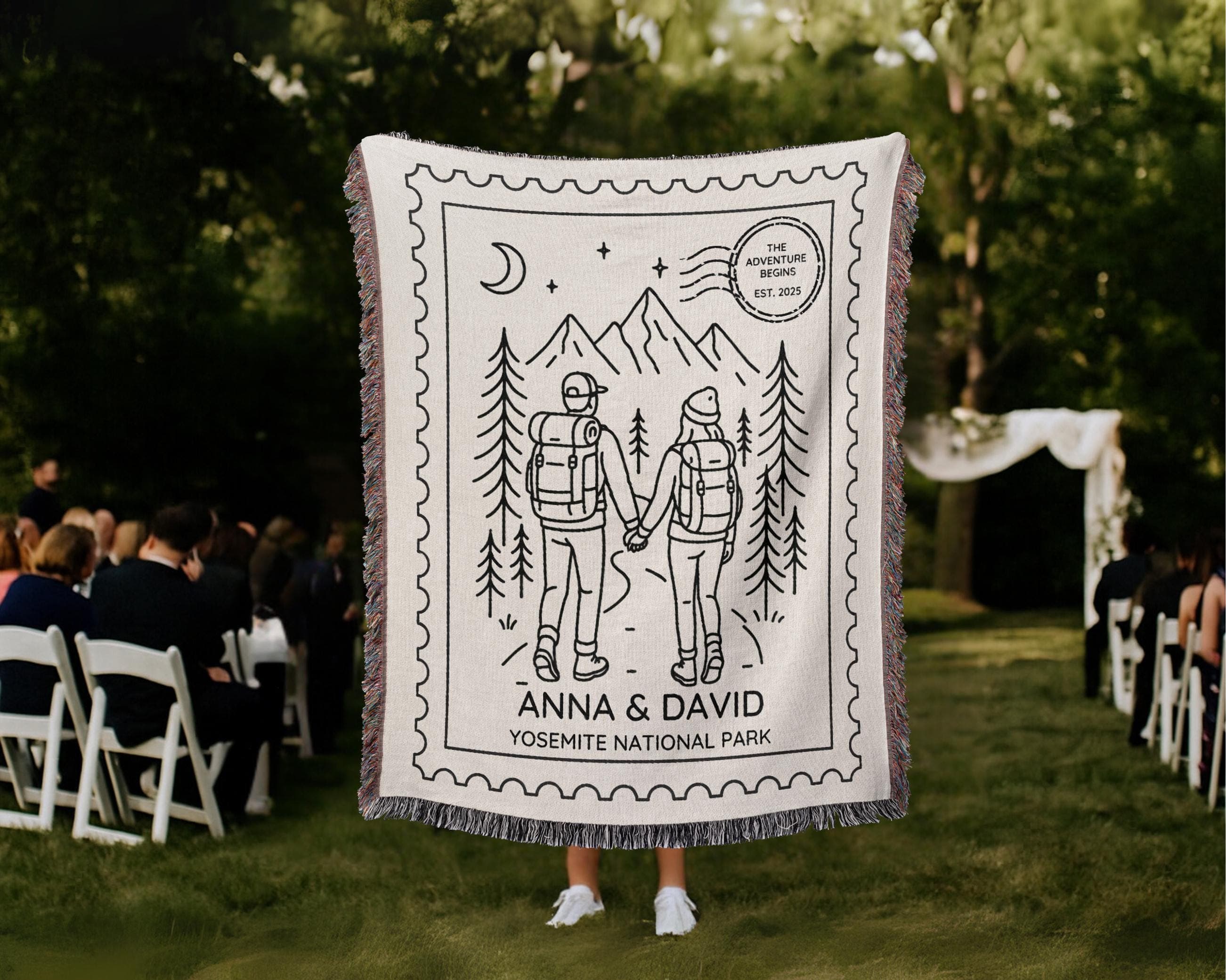National Park Wedding Blanket – Custom Anniversary Gift – Outdoor Adventure Couple Keepsake