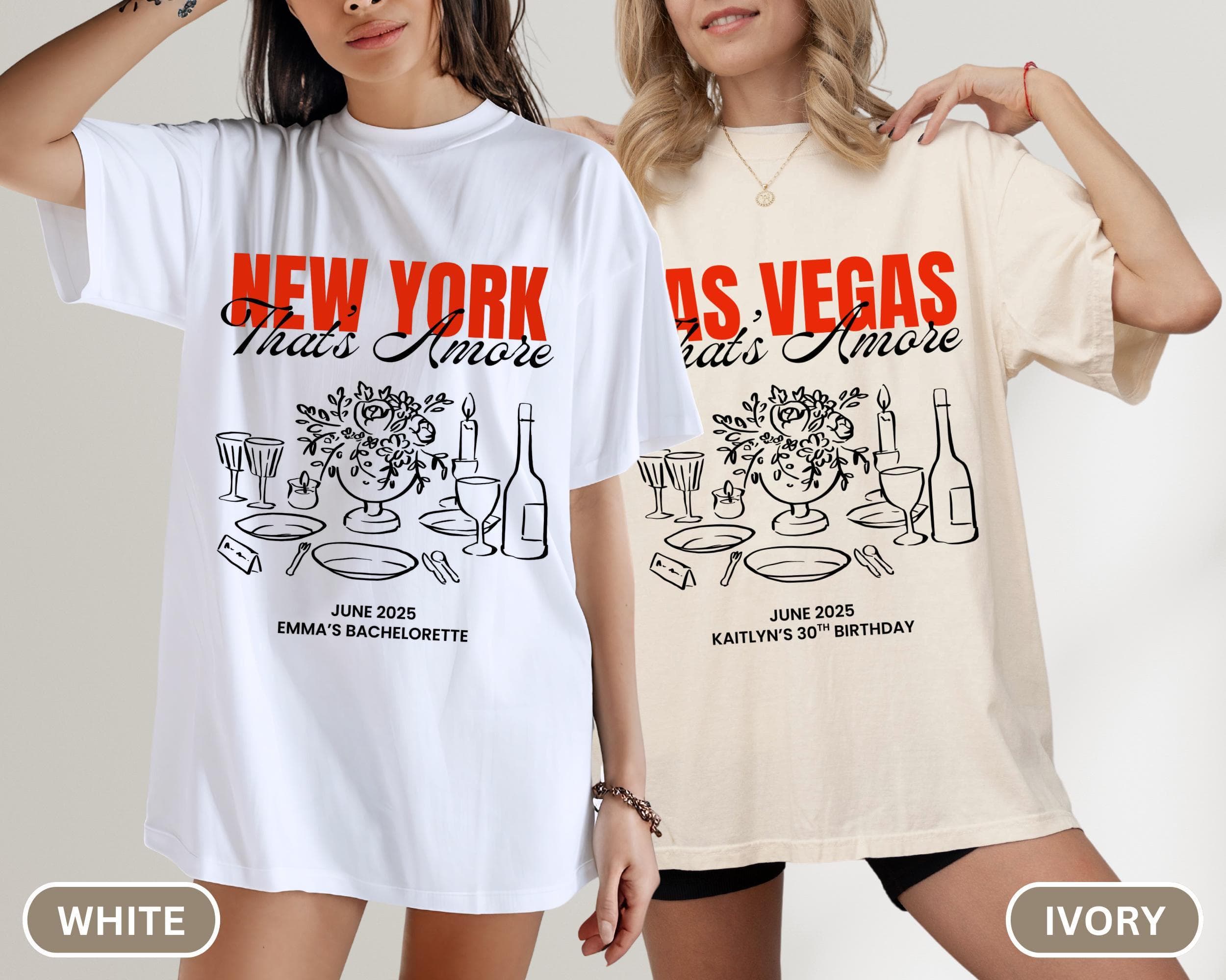 Custom That's Amore Bachelorette T-Shirt: Italy Birthday Trip - image 3