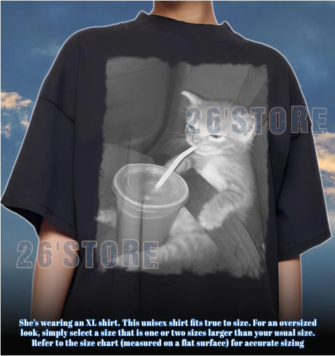 CAT Drinking Ice Coffee Shirt, Cat Drinking Ice Coffee Comfort Colors Shirt, Cat Drinking Ice Coffee Kids Shirt - image 3