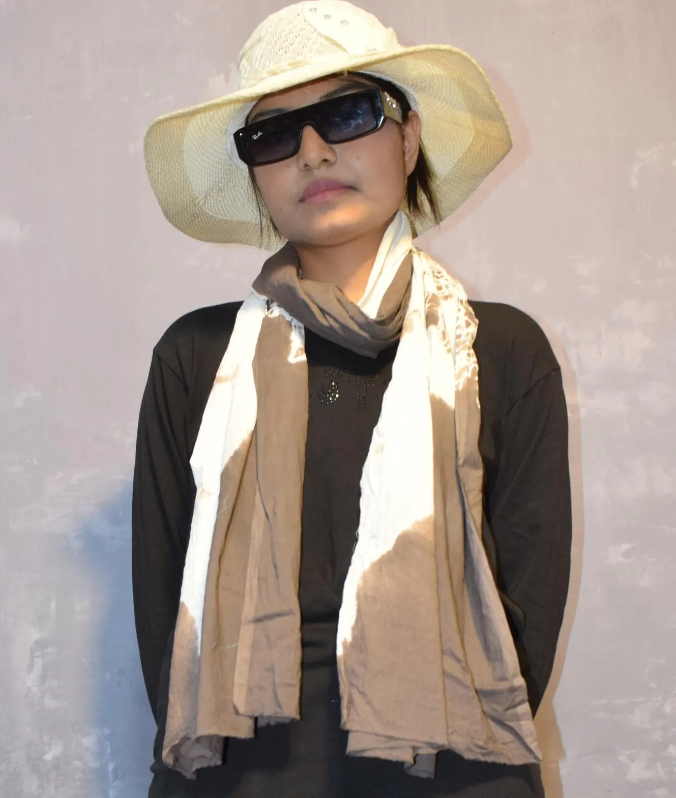 Brown Cotton Scarf: Lightweight Hijab Head Wrap