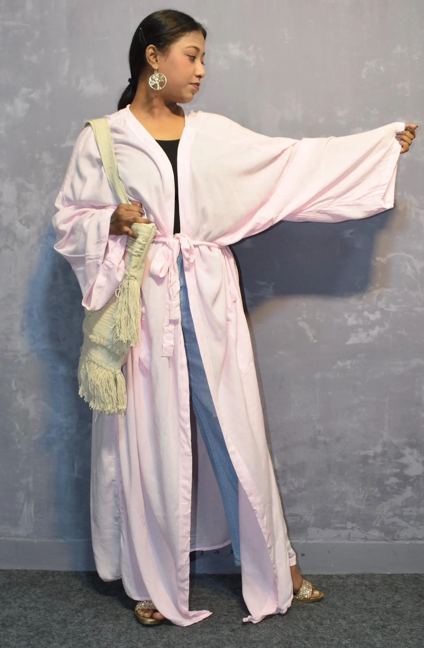 Pink Rayon Kimono Robe: Tie Dye Resort Maxi Dress
