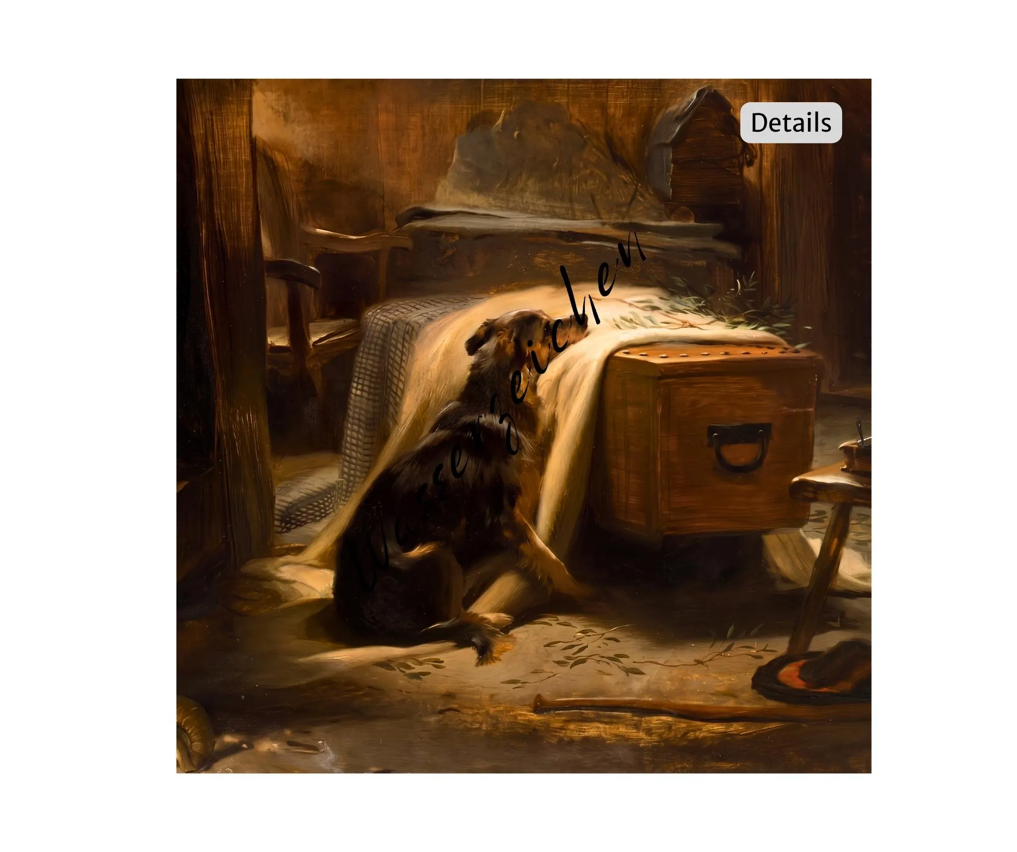 Schäferhund des alten Hirten Kunstdruck |1837 by Edwin Landseer,  Schäferhund, Sarg, Abschied, Tod, Trauer |0810202660 - image 3