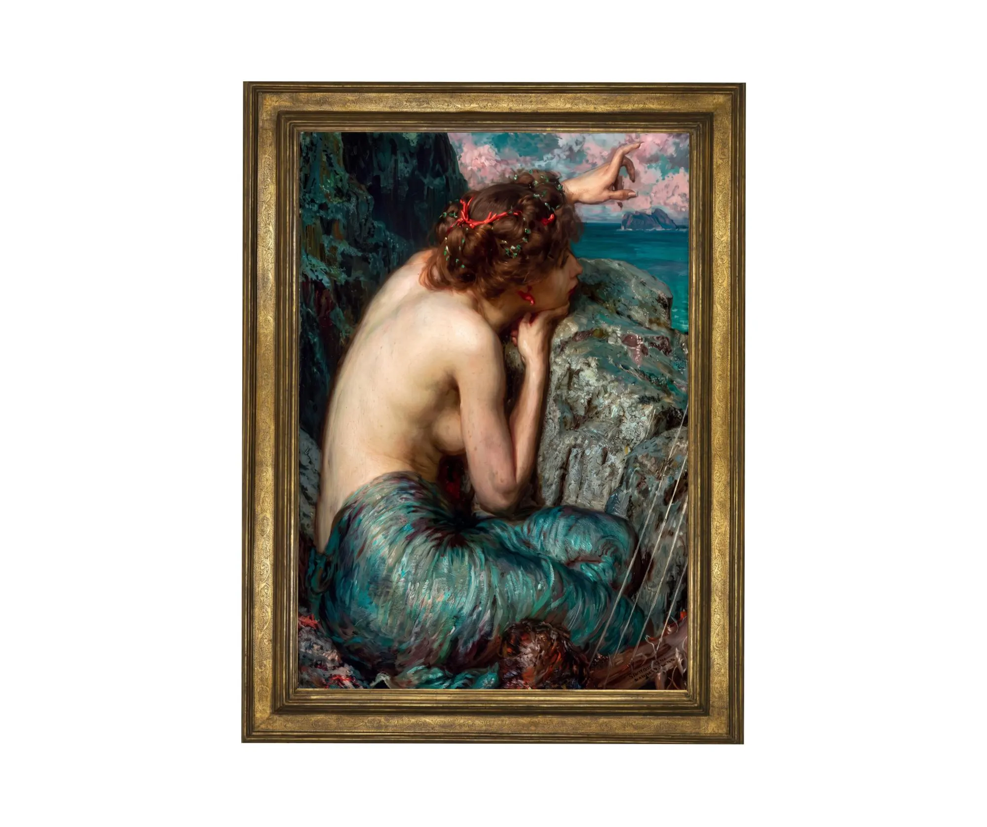 Die Sirene - Druck. (ca. 1904) Mythologie. Verführerin.Louis Loeb, Gemälde von Waterhouse, Mythologische Wandkunst  - 02062612