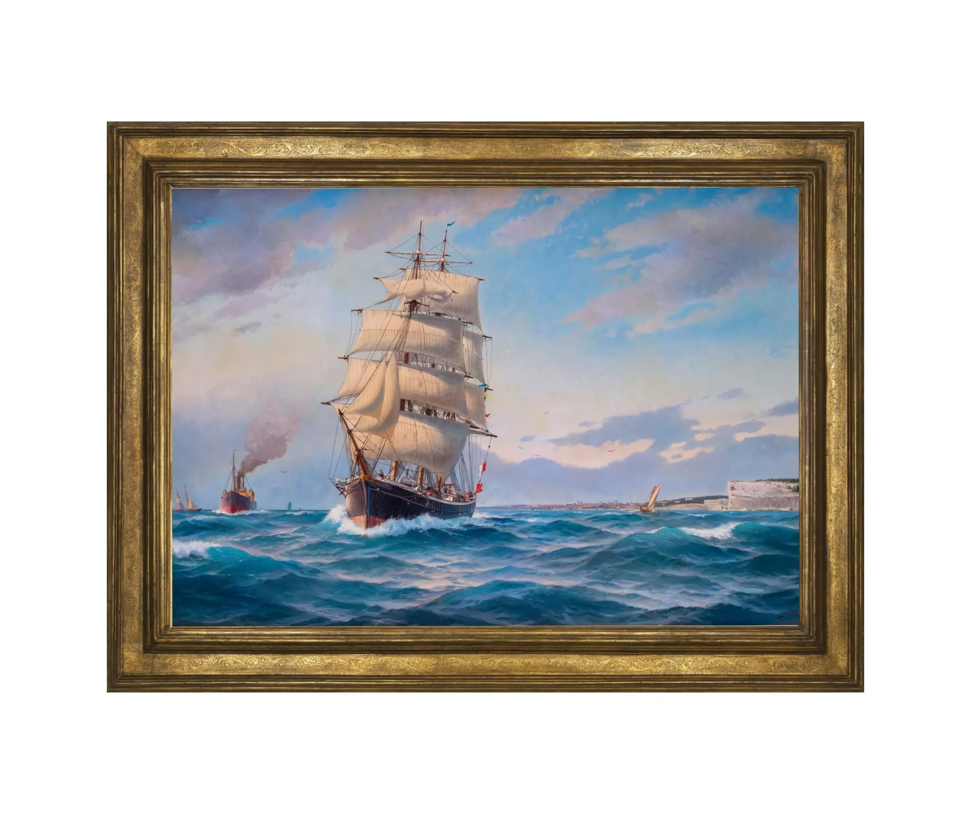 Schwedische Bark vor Visby Jacob Hägg ca.1916 Kunstdruck | Svenskt barkskepp utanför Visby | Segelschiff Gotland Maritim Wandbild 1310202620