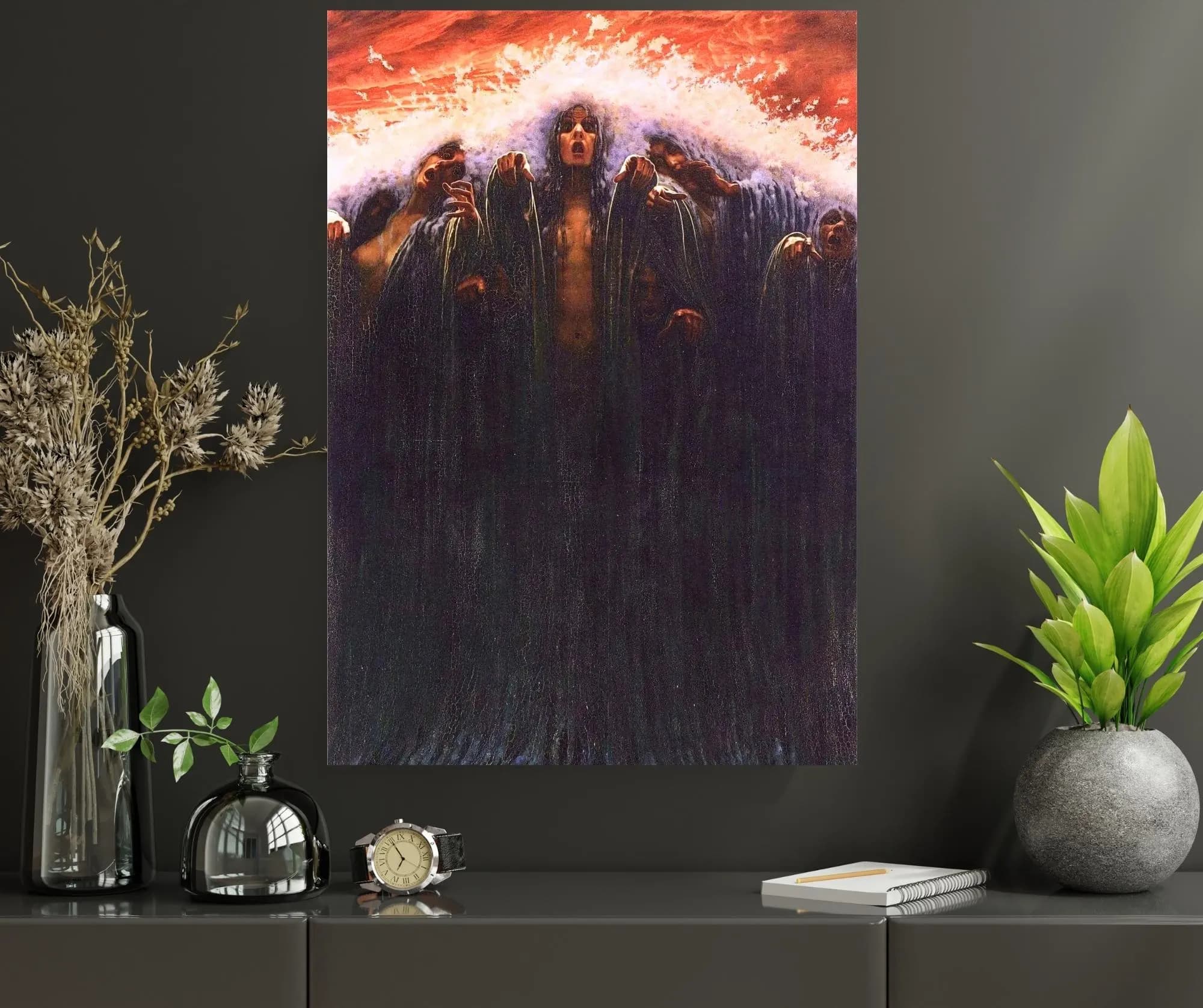 Die Welle Fine Art Druck,  ca. 1907, Dark, Grusel, Horror, Hexen, Teufel, Symbolismus, Spirituell, La Vague, Carlos Schwab, |1003216 - image 2
