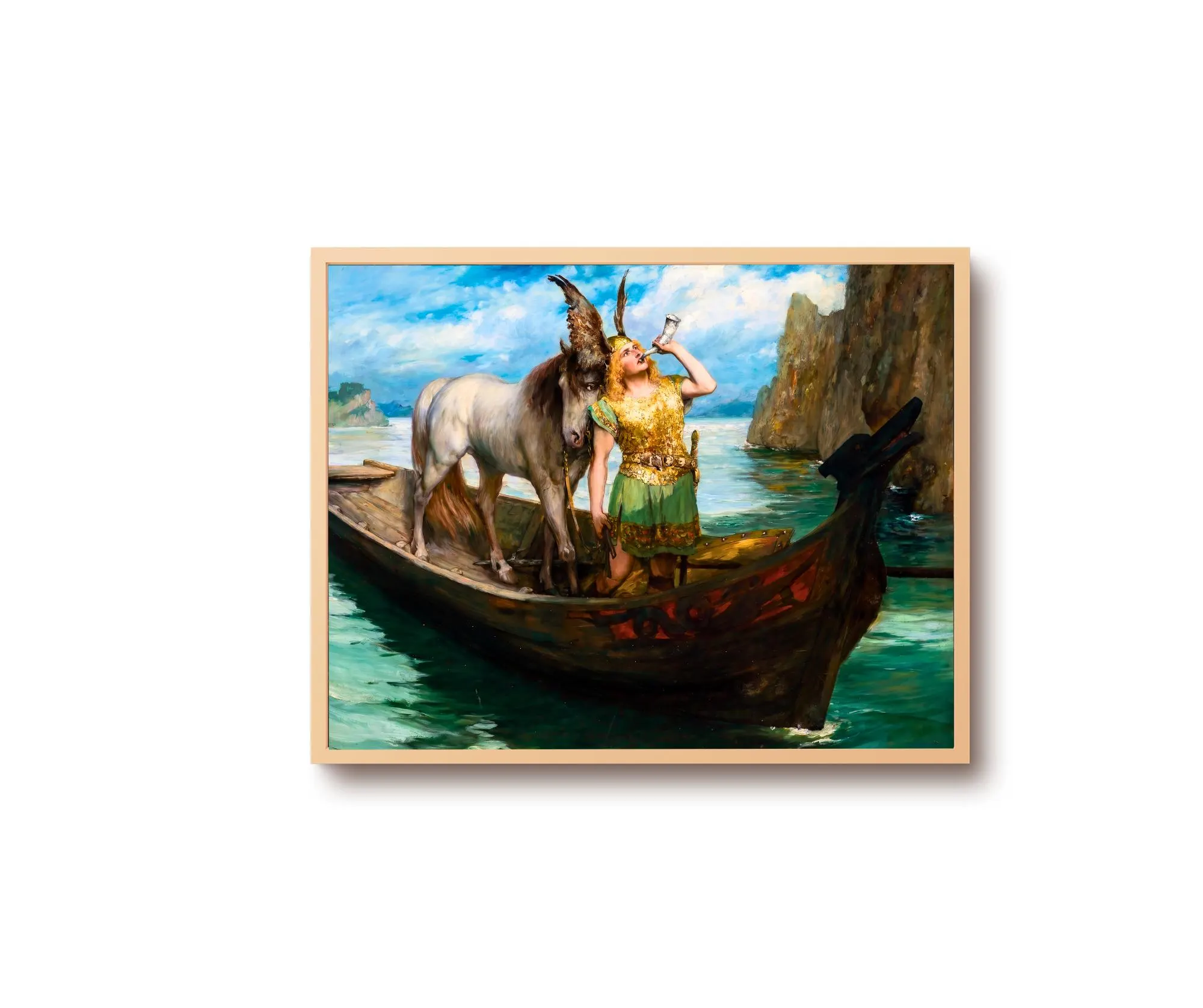 Siegfrieds Rheinfahrt Ferdinand Leeke 1908 Kunstdruck | Götterdämmerung Wagner Gemälde | Siegfried Grane Rhein Wandbild Oper| 0910202626 - image 2