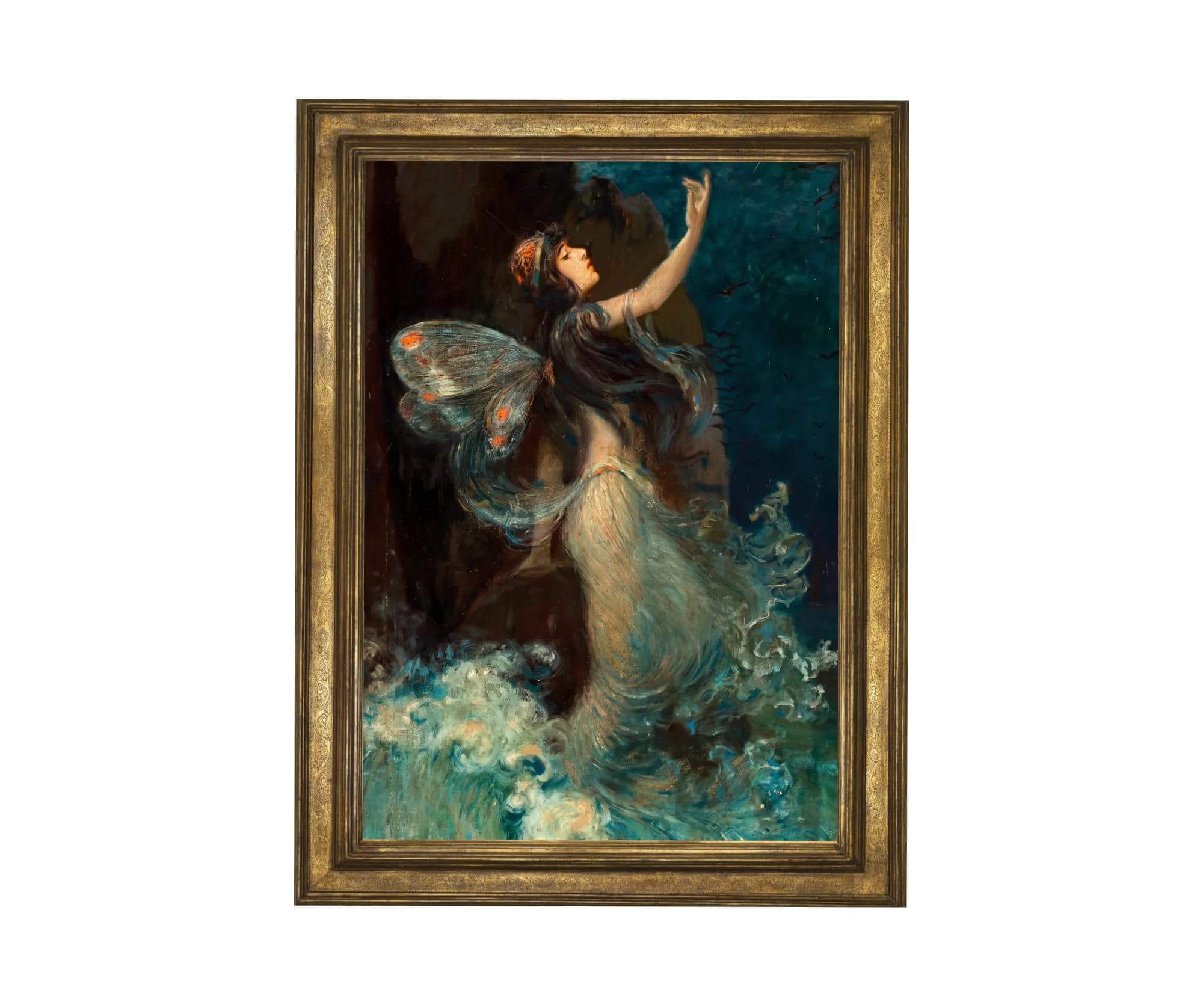 Wassernymphe Fine Art Druck - ca. 1907 Paul Swan, Kunstdruck - Griechische Mythologie, Nymphe, Elfe, Magie, Fee, Art Deco  Dark  0510202610