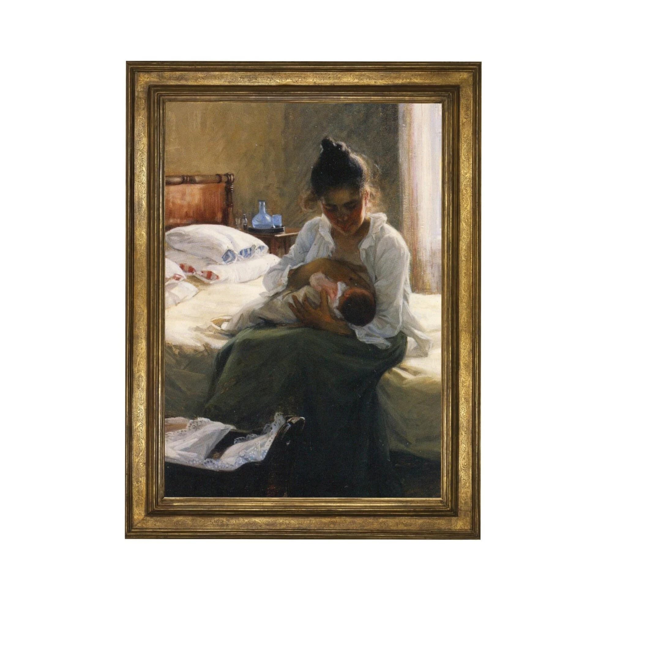 Mutter - Nachdruck Gemälde -Antik Druck Mutter und Baby, Vintage Portrait Malerei, Antikes Wandbild, Landhaus-  19239