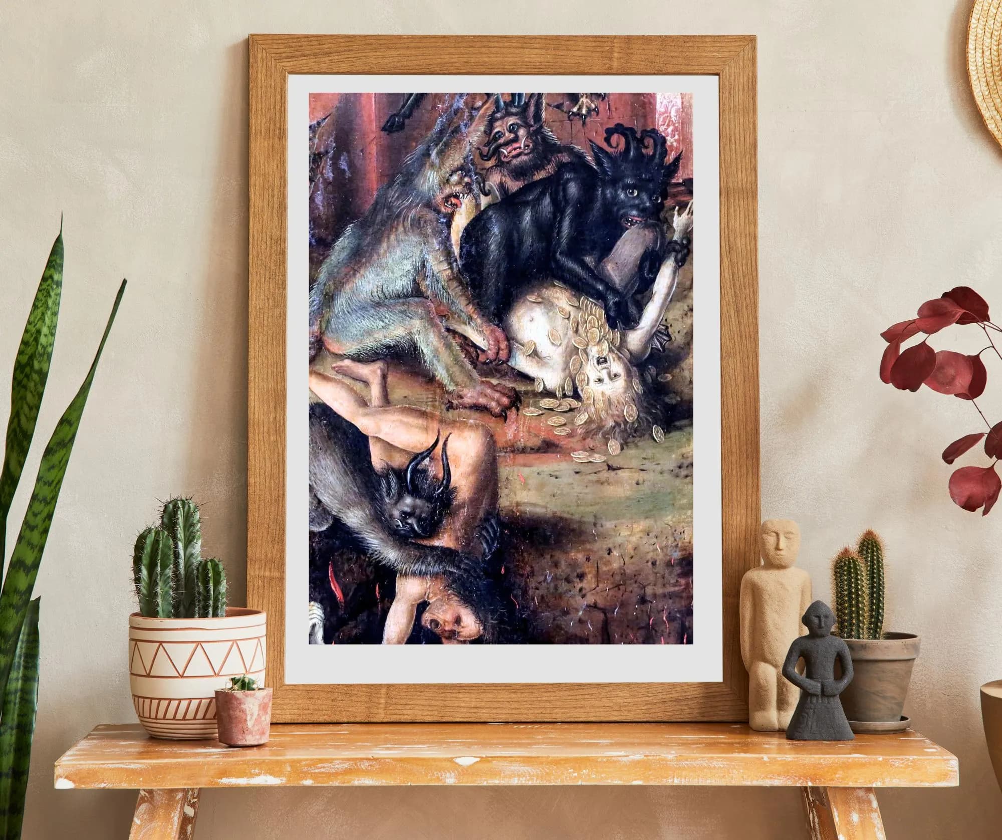 Das jüngste Gericht Fine Art Druck! Vintage Kunst, Horror, Teufel, Unterwelt, Glaube, Bibel, Stefan Lochner, Hölle, Dark Academia     -25032 - image 4
