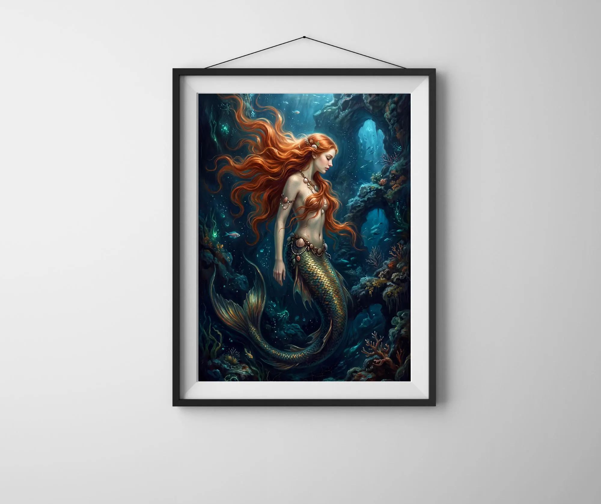 Meerjungfrau  Kunstdruck. Mythologie. Verführerin, Waterhouse, Sirene,  Waterhouse, Mythologische Wandkunst,Fantasie, Märchen  - 0710202610 - image 2