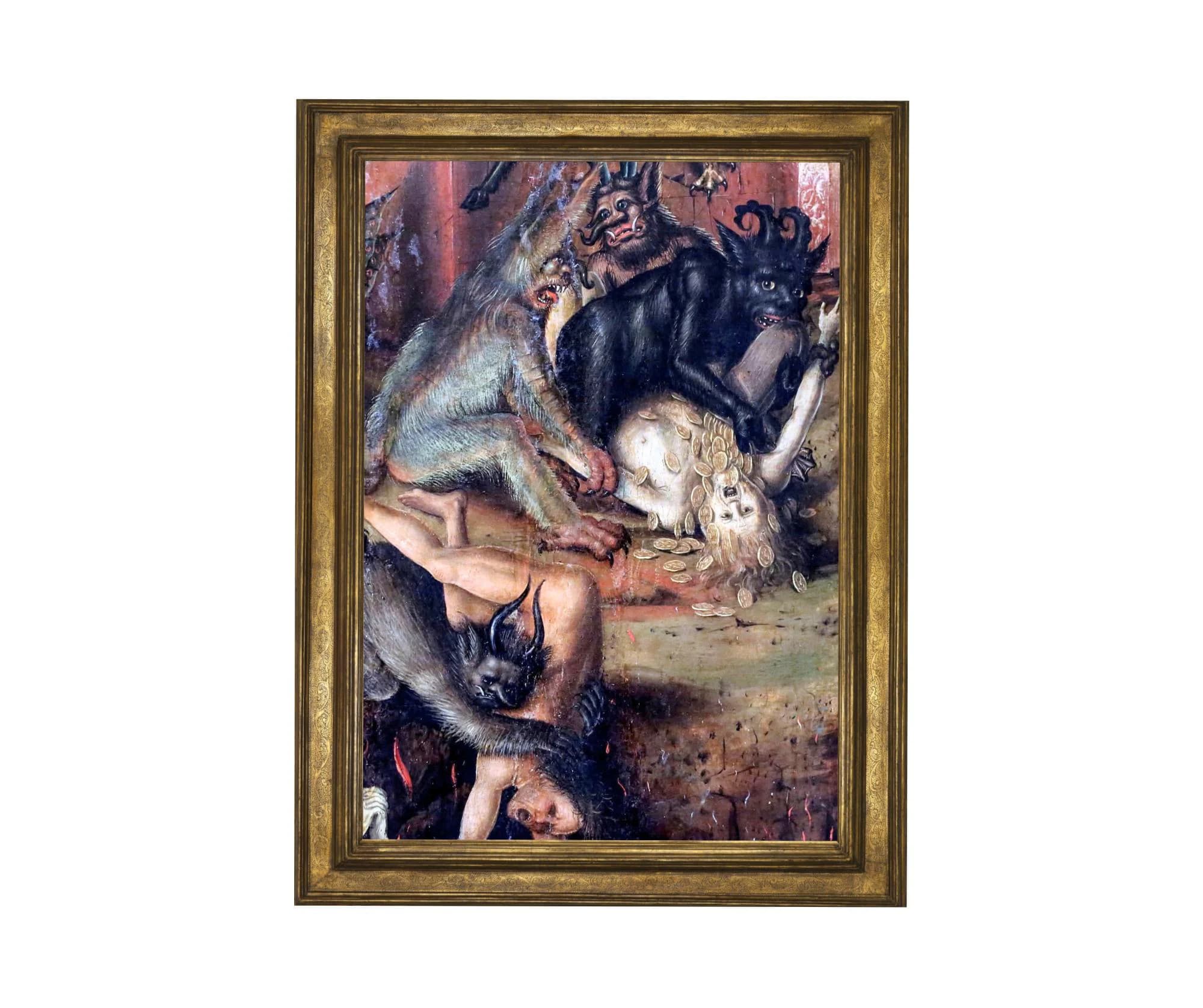 Das jüngste Gericht Fine Art Druck! Vintage Kunst, Horror, Teufel, Unterwelt, Glaube, Bibel, Stefan Lochner, Hölle, Dark Academia     -25032