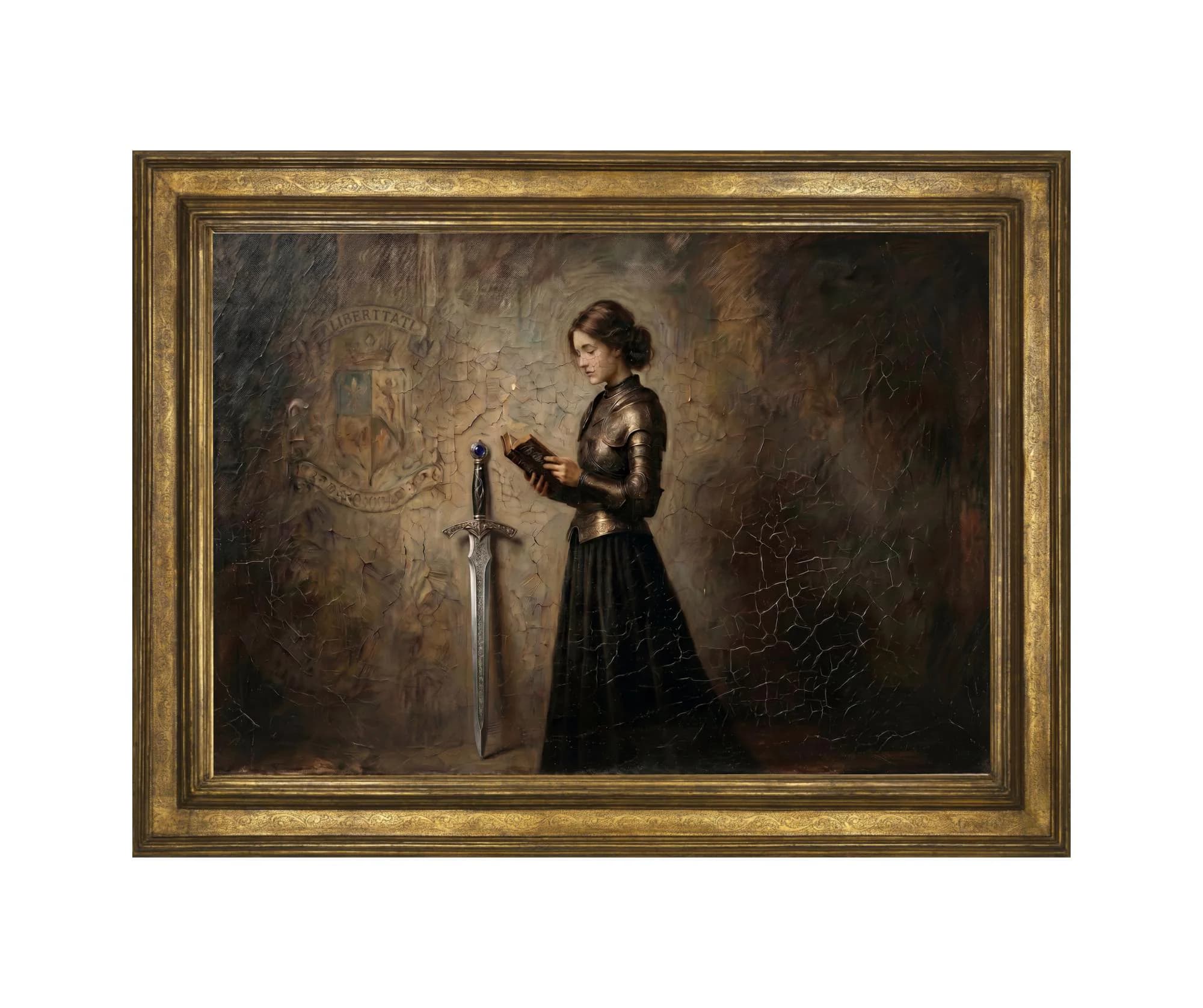 Mittelalter Szene als Fine Art Druck. Ritterin, Ritter, Viktorianisch, Dark Academia, Dark, Burgdame, Burgfräulein, Burg  | 6001514