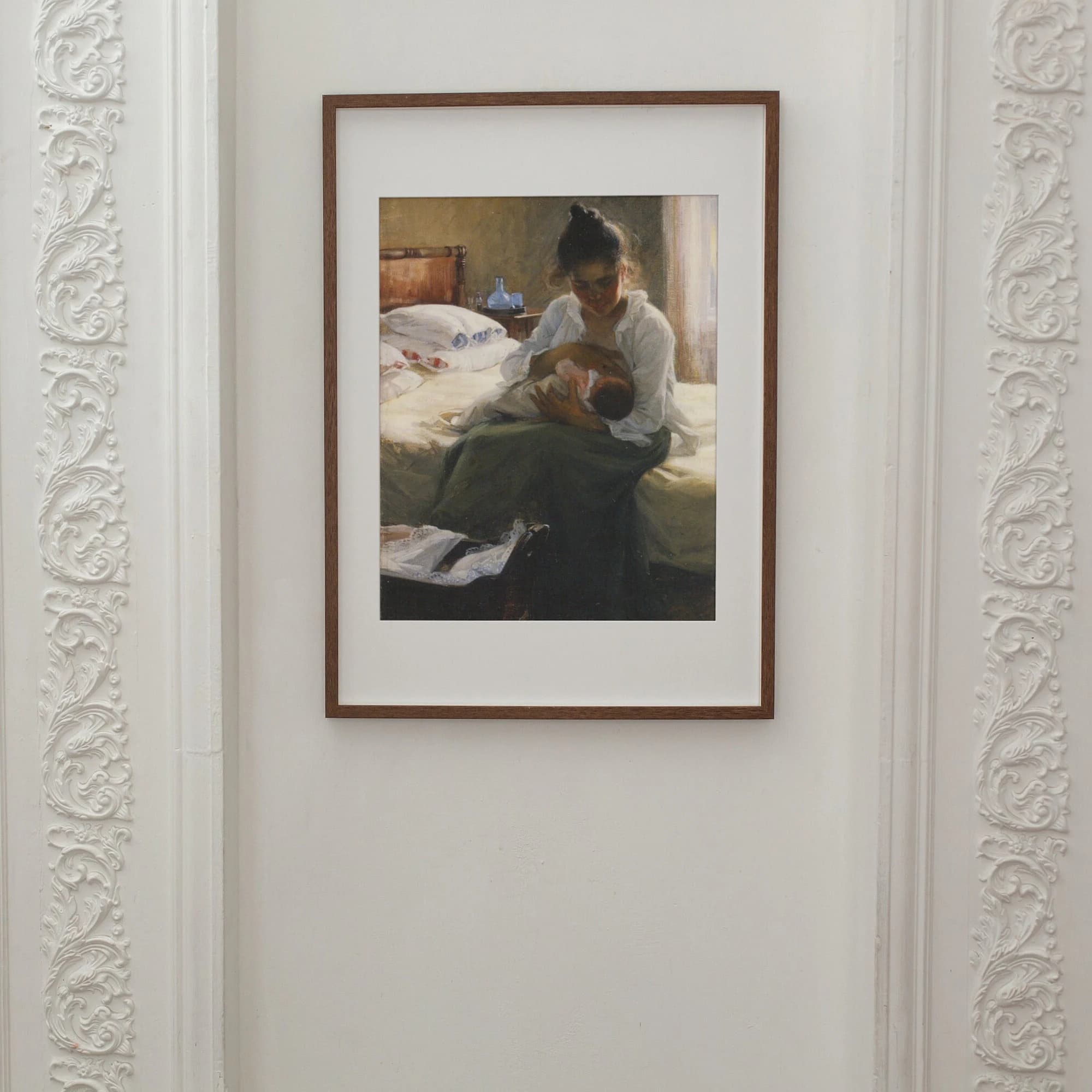 Mutter - Nachdruck Gemälde -Antik Druck Mutter und Baby, Vintage Portrait Malerei, Antikes Wandbild, Landhaus-  19239 - image 3