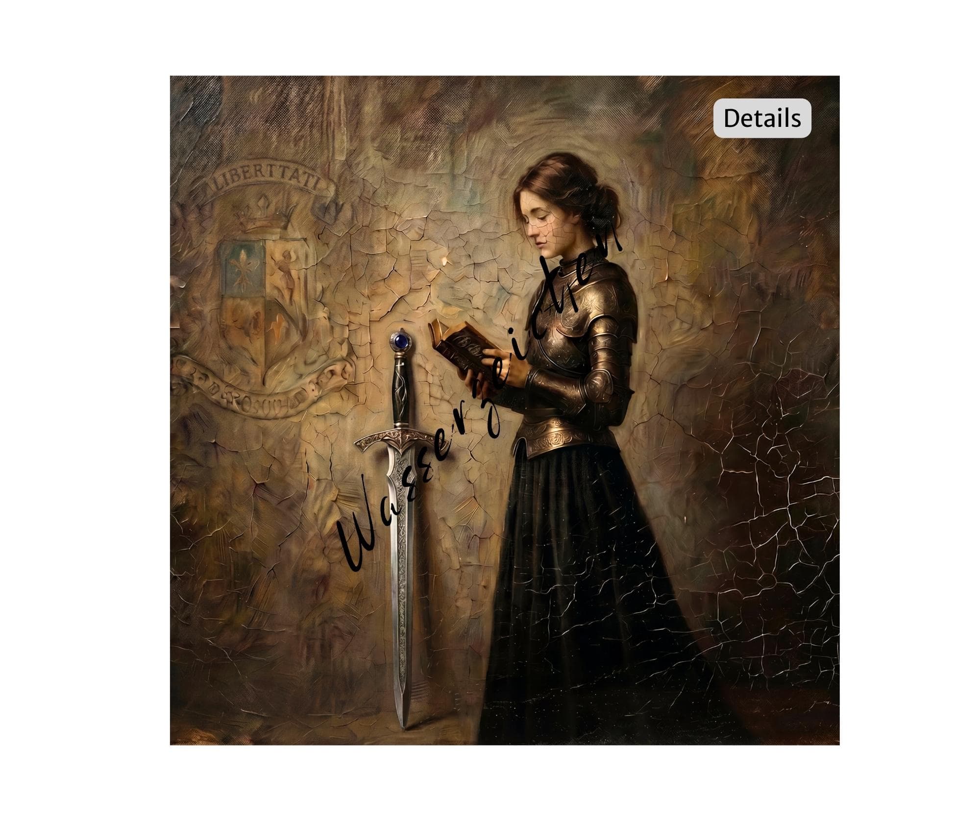 Mittelalter Szene als Fine Art Druck. Ritterin, Ritter, Viktorianisch, Dark Academia, Dark, Burgdame, Burgfräulein, Burg  | 6001514 - image 3