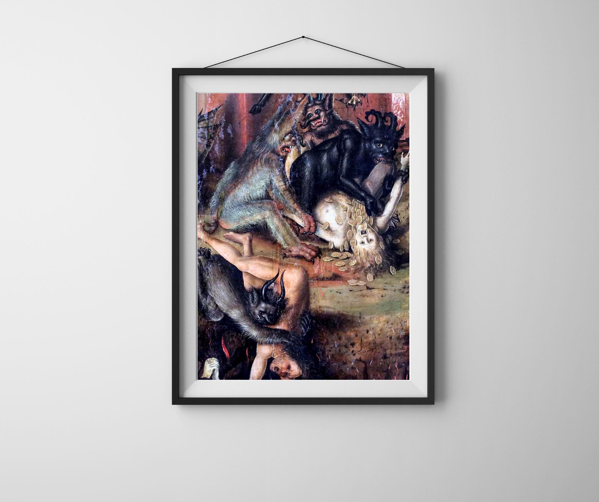 Das jüngste Gericht Fine Art Druck! Vintage Kunst, Horror, Teufel, Unterwelt, Glaube, Bibel, Stefan Lochner, Hölle, Dark Academia     -25032 - image 3