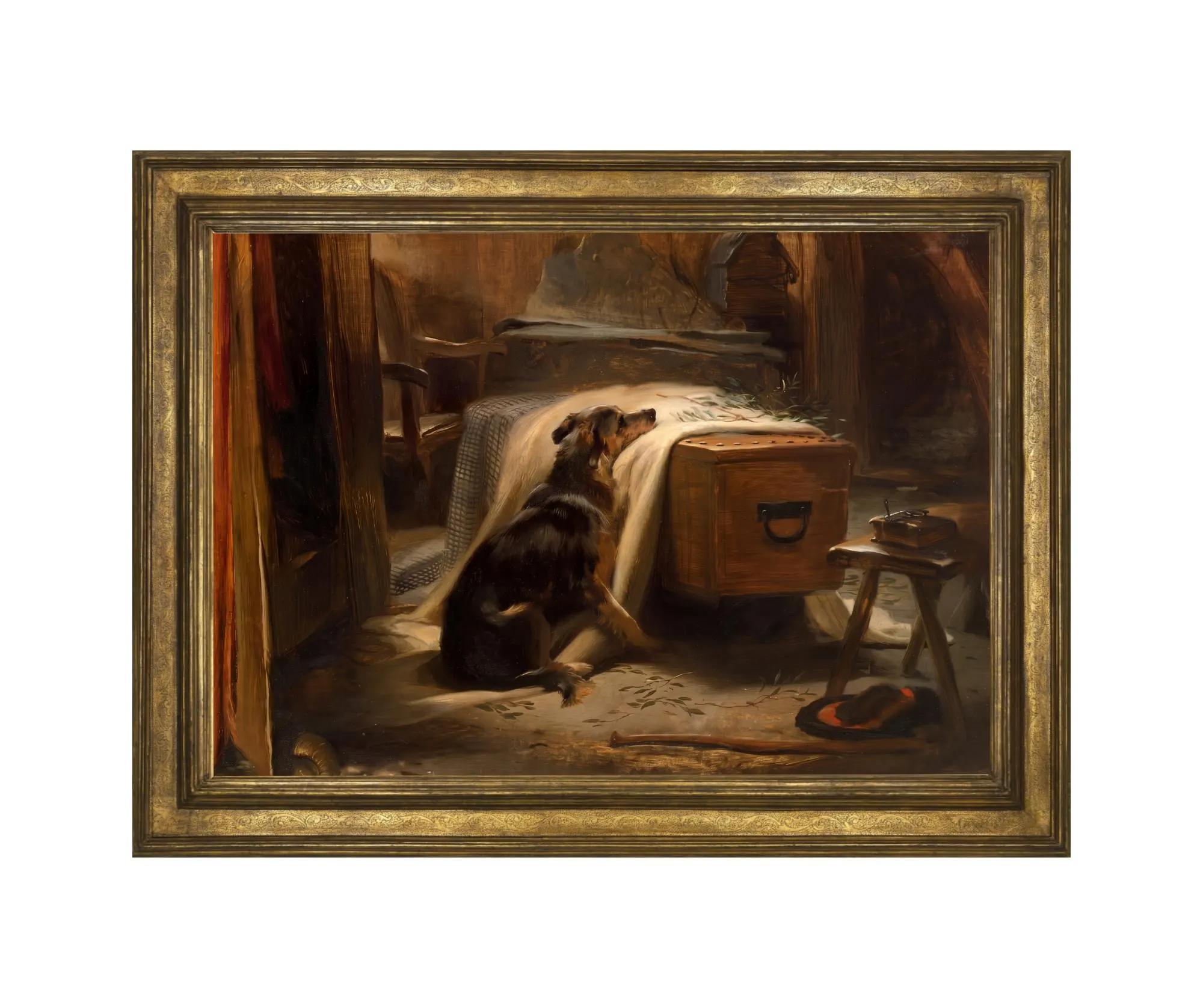 Schäferhund des alten Hirten Kunstdruck |1837 by Edwin Landseer,  Schäferhund, Sarg, Abschied, Tod, Trauer |0810202660