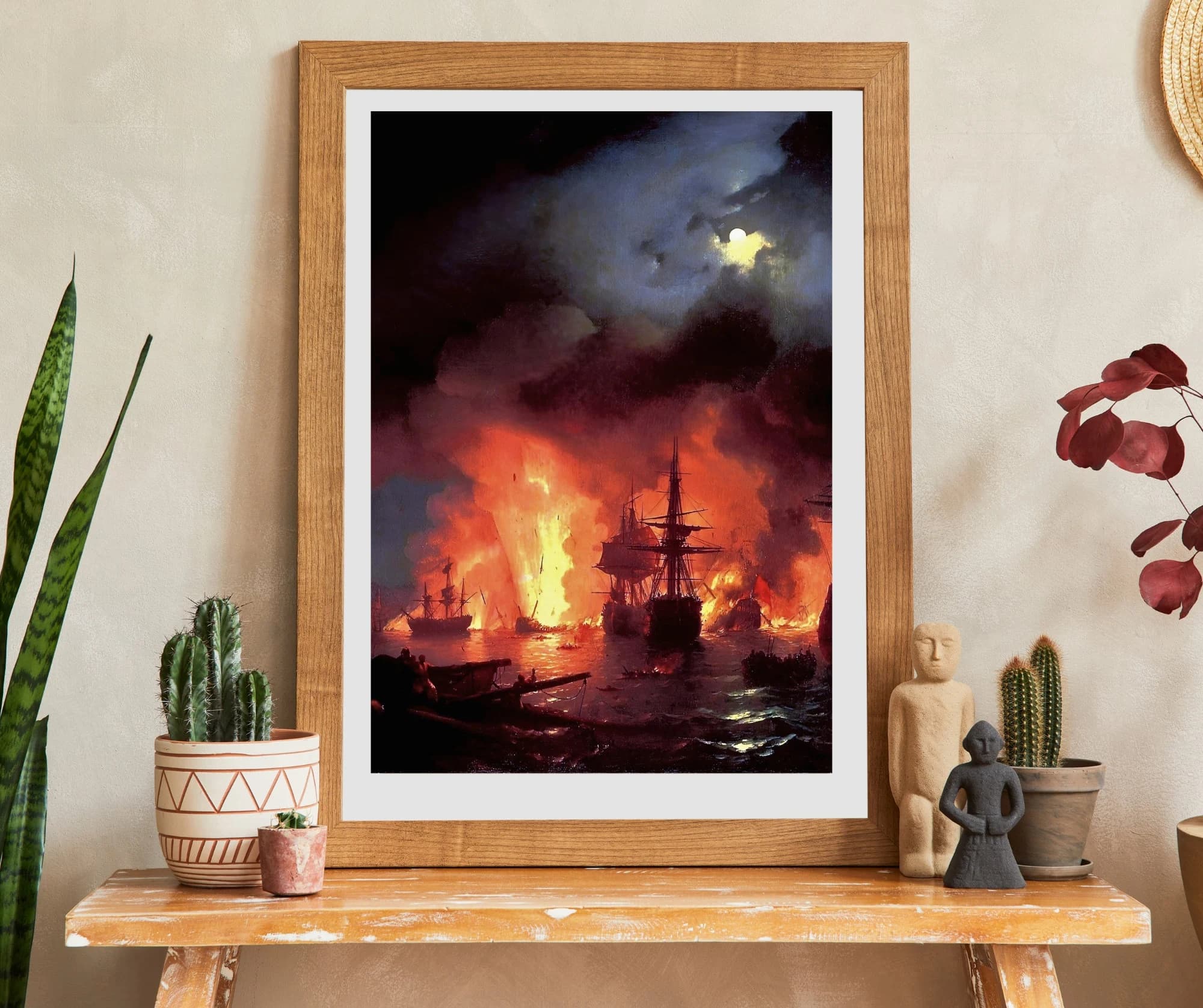 Schlacht von Chesma - Fine Art Druck. Klassische Kunst  Küste Schiffe, Mittelalter, Russland, Malerei, 18. Jahrhundert | 600123 - image 4