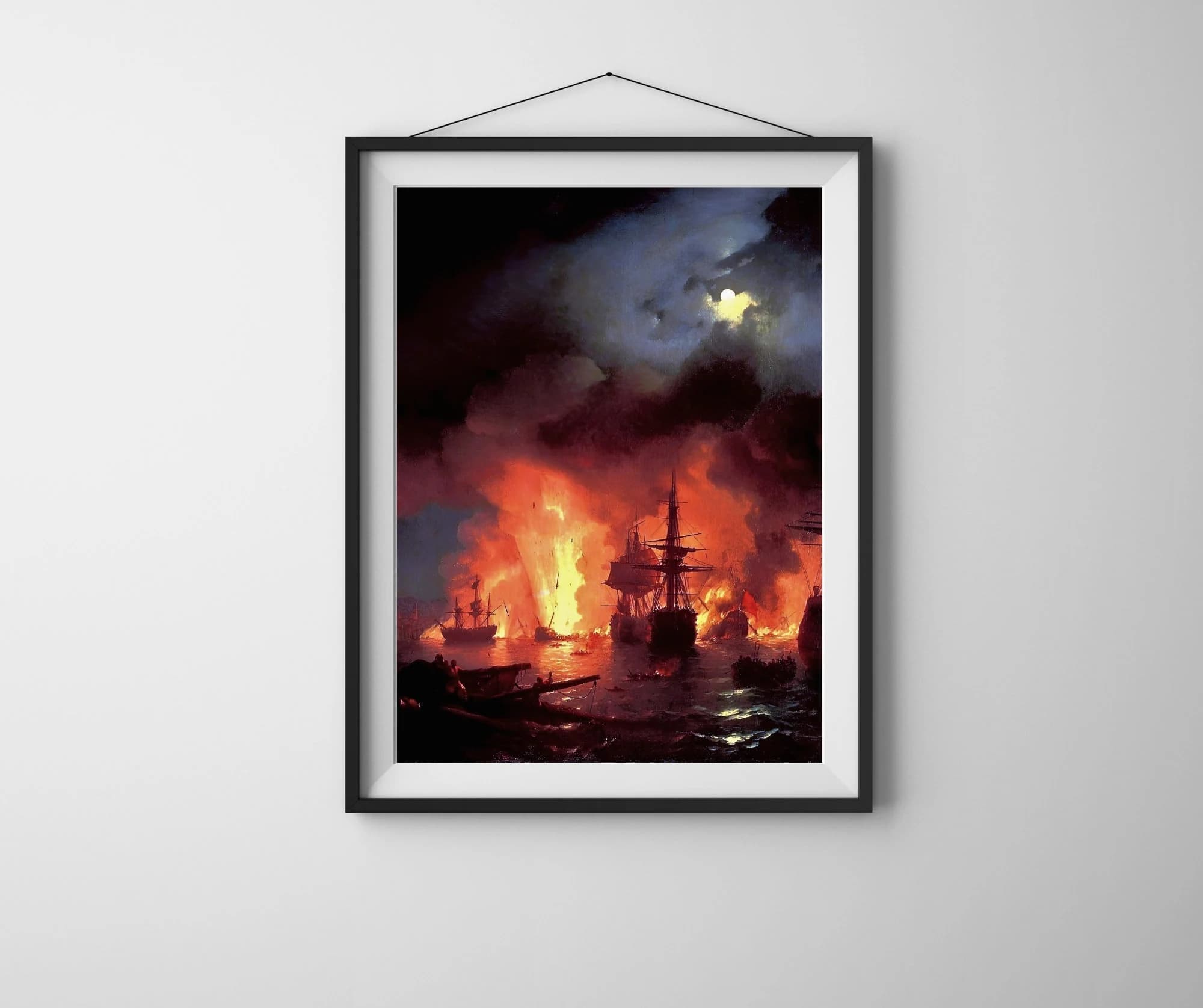 Schlacht von Chesma - Fine Art Druck. Klassische Kunst  Küste Schiffe, Mittelalter, Russland, Malerei, 18. Jahrhundert | 600123 - image 3