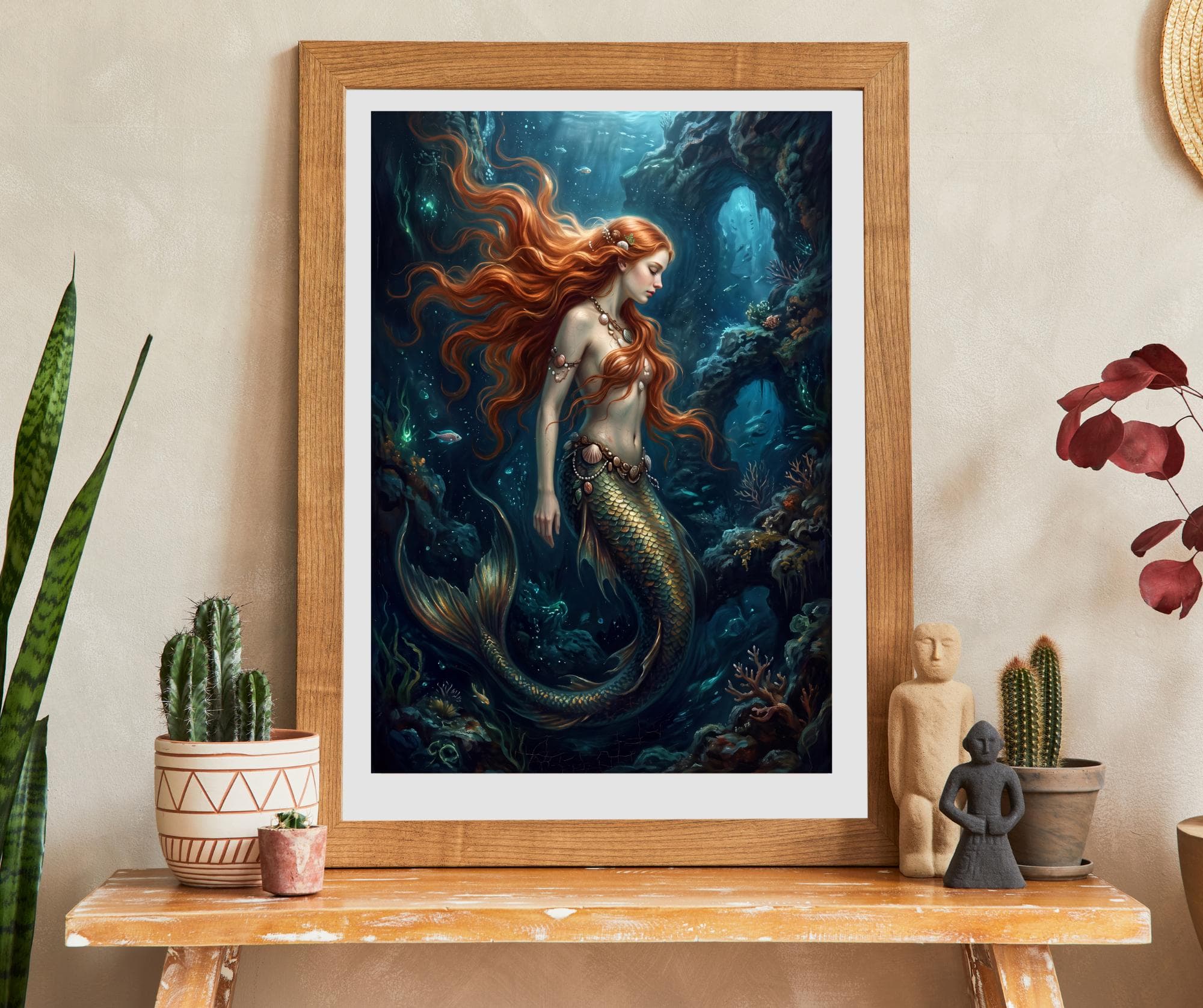 Meerjungfrau  Kunstdruck. Mythologie. Verführerin, Waterhouse, Sirene,  Waterhouse, Mythologische Wandkunst,Fantasie, Märchen  - 0710202610 - image 3