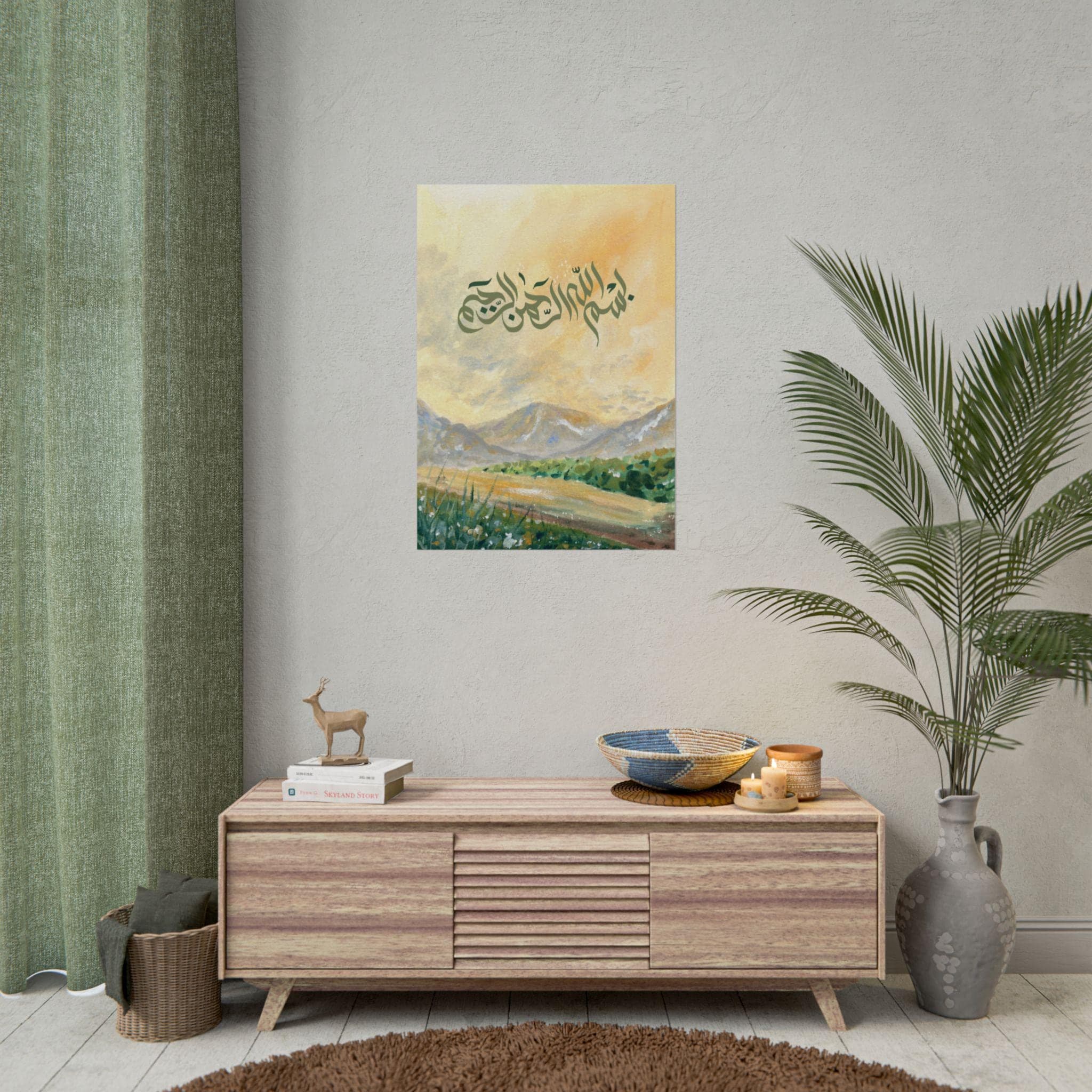 Basmalah Watercolor Painting, Islamic Calligraphy Art, Mountain Scene (Digital Download) 5 SIZES INC - image 4