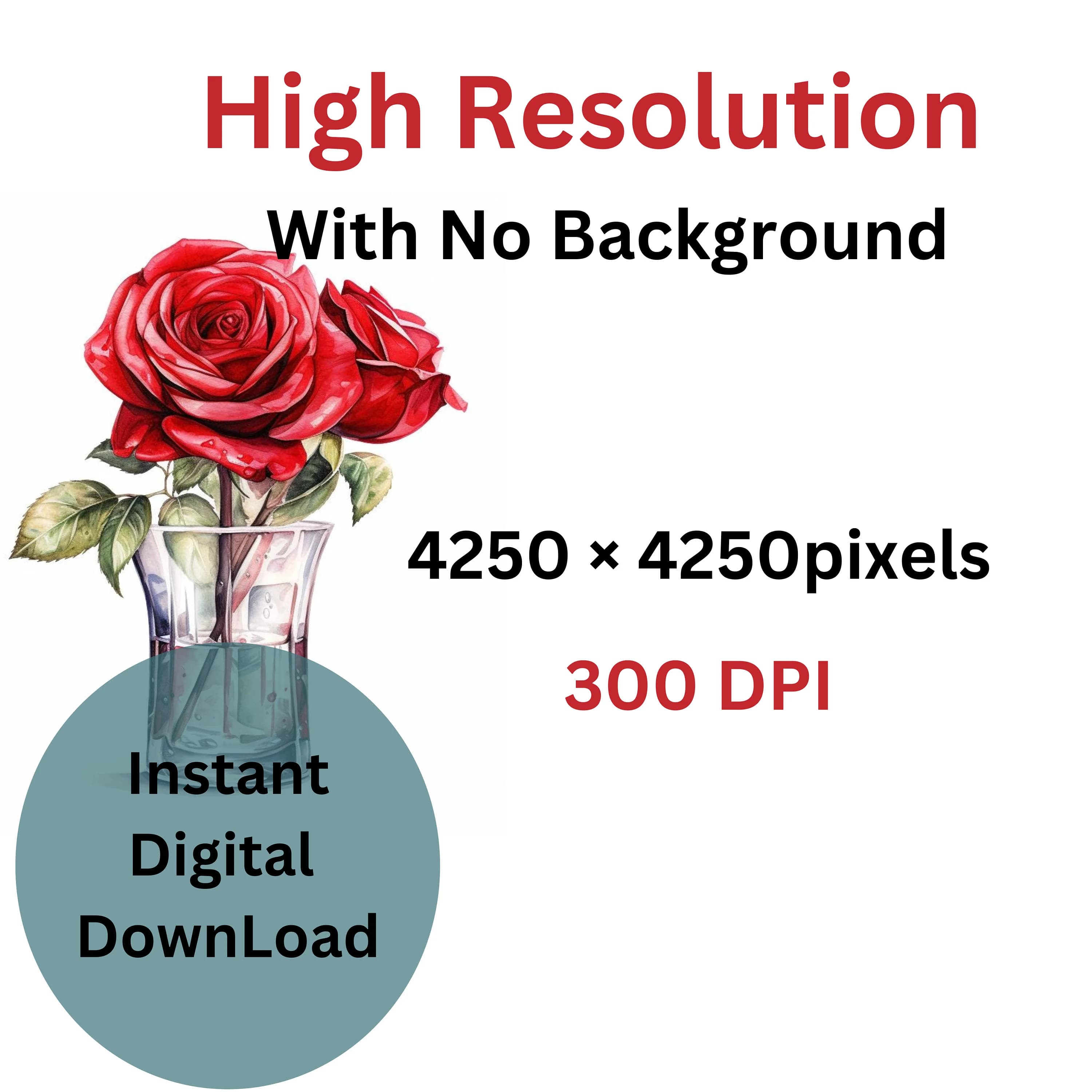 Watercolor Rose PNG Collection: Floral Digital Art (300 DPI) - image 4