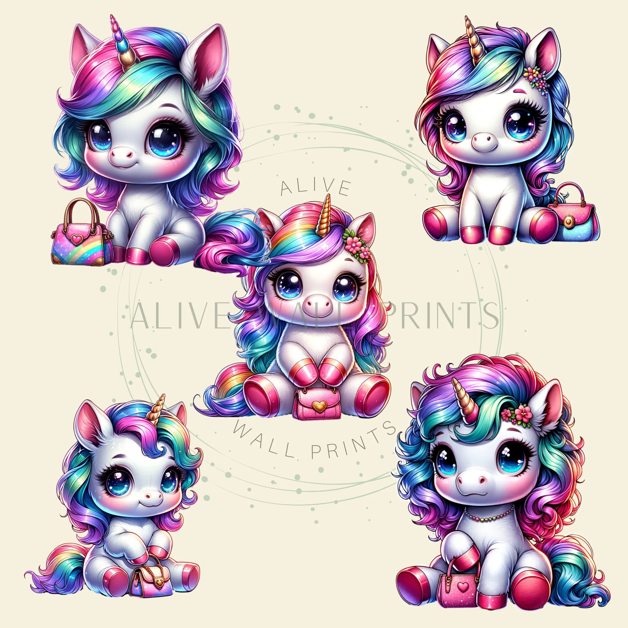 Kawaii Rainbow Unicorn Clipart, Graphic Tee Design (PNG) - image 3
