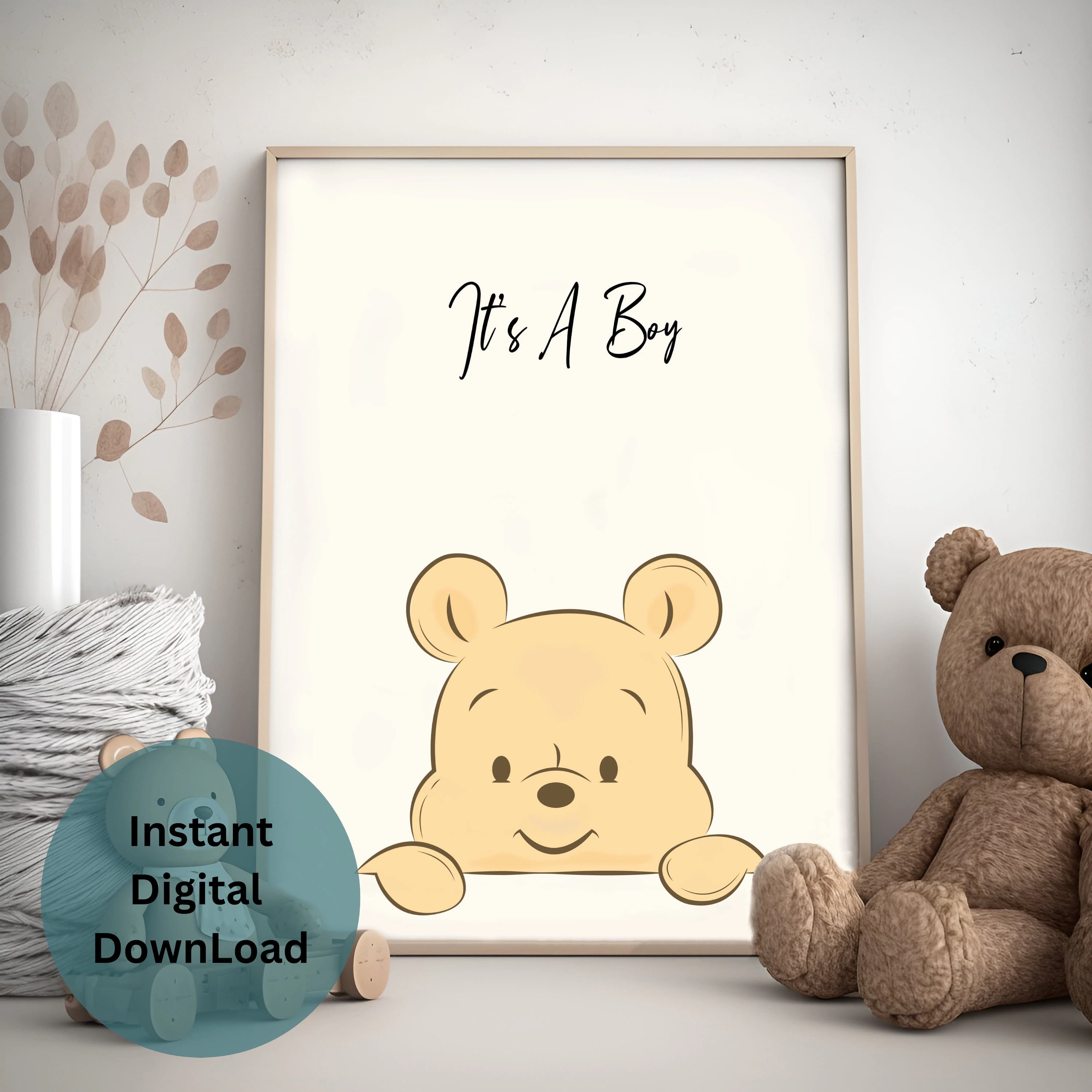 Winnie the Pooh Nursery Print, Baby Boy Room Decor (Digital Download)